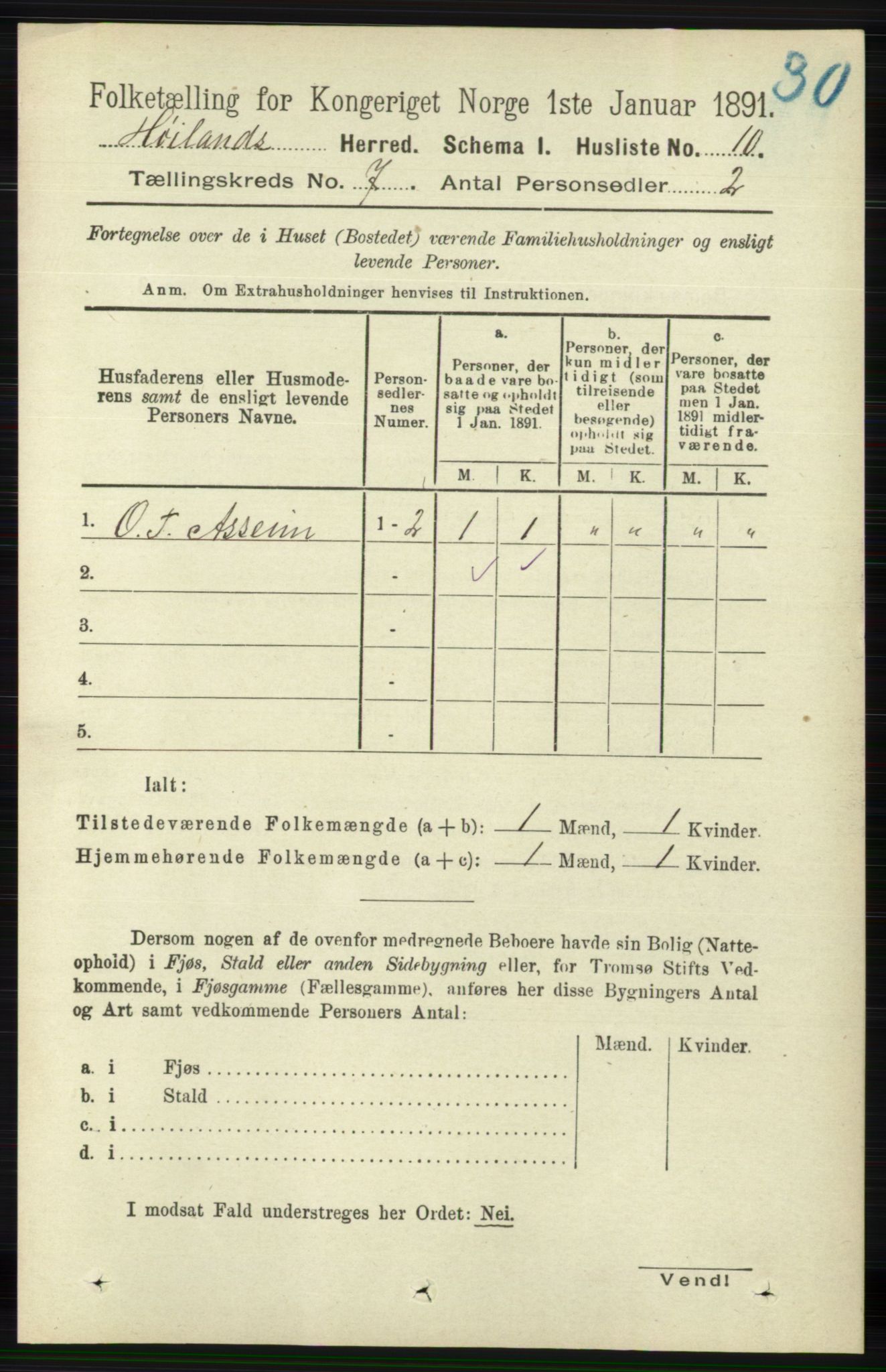 RA, 1891 census for 1123 Høyland, 1891, p. 2321