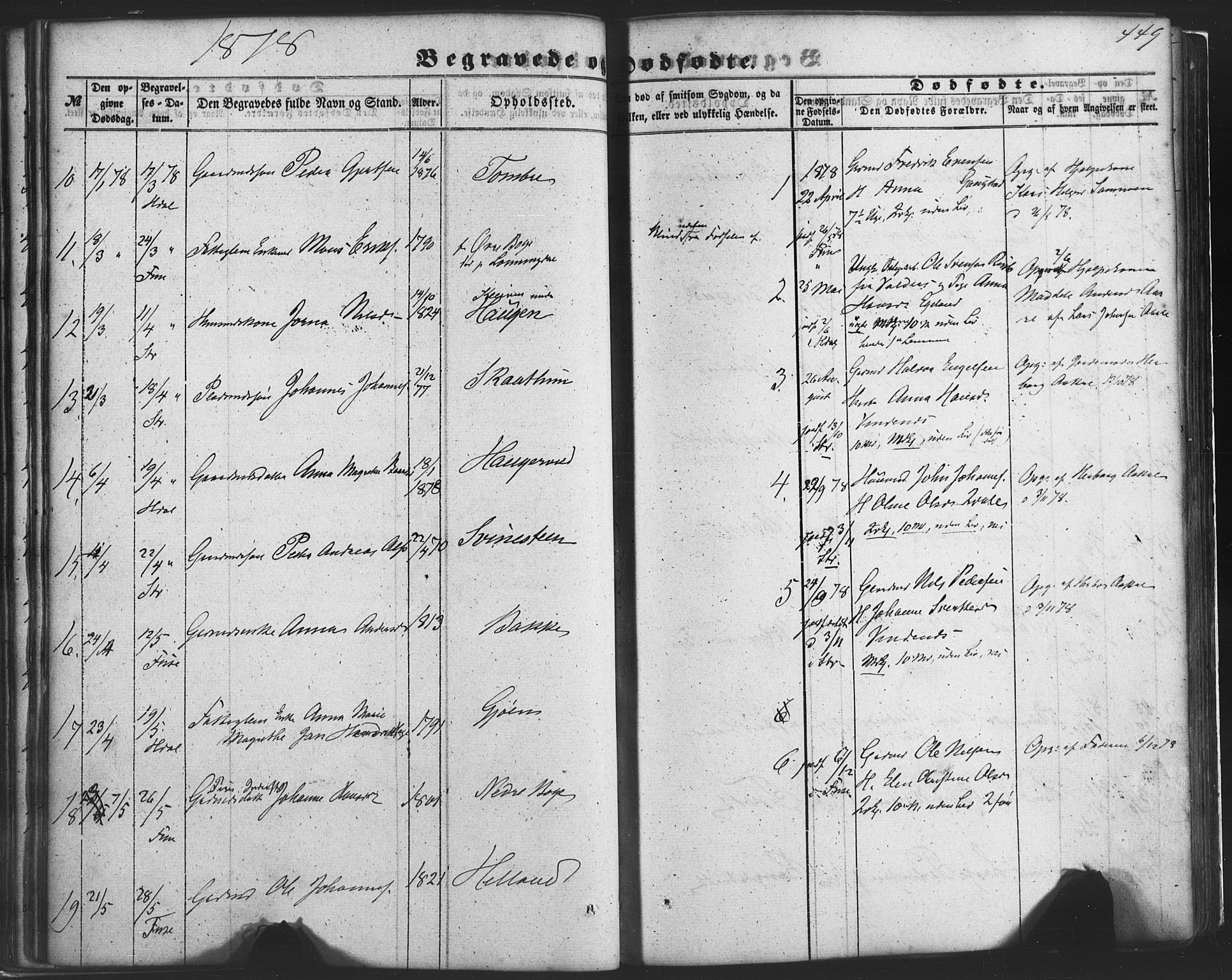Fusa sokneprestembete, SAB/A-75401/H/Haa: Parish register (official) no. A 1II, 1855-1879, p. 449