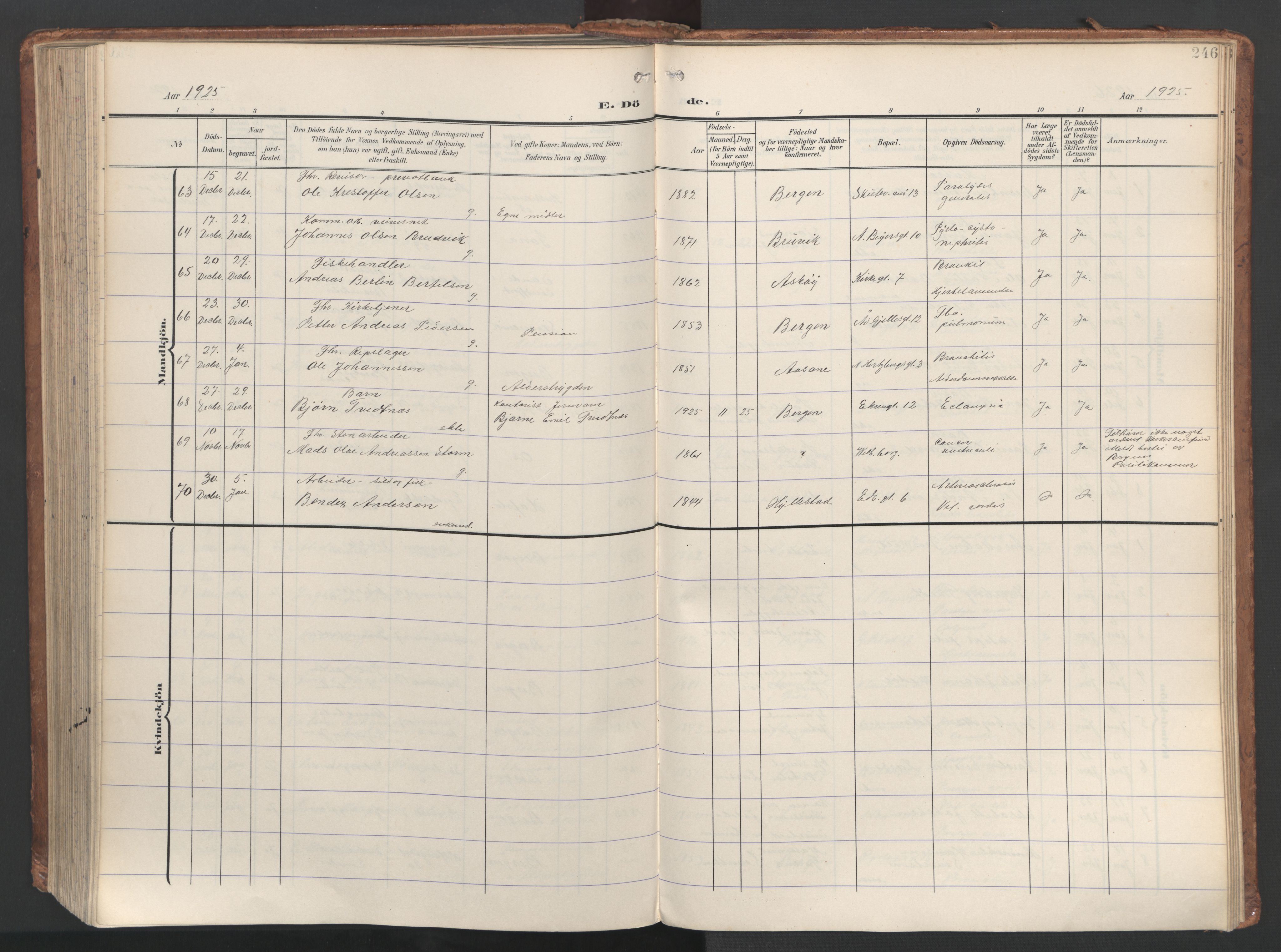 Sandviken Sokneprestembete, SAB/A-77601/H/Ha/L0019: Parish register (official) no. E 2, 1905-1933, p. 246