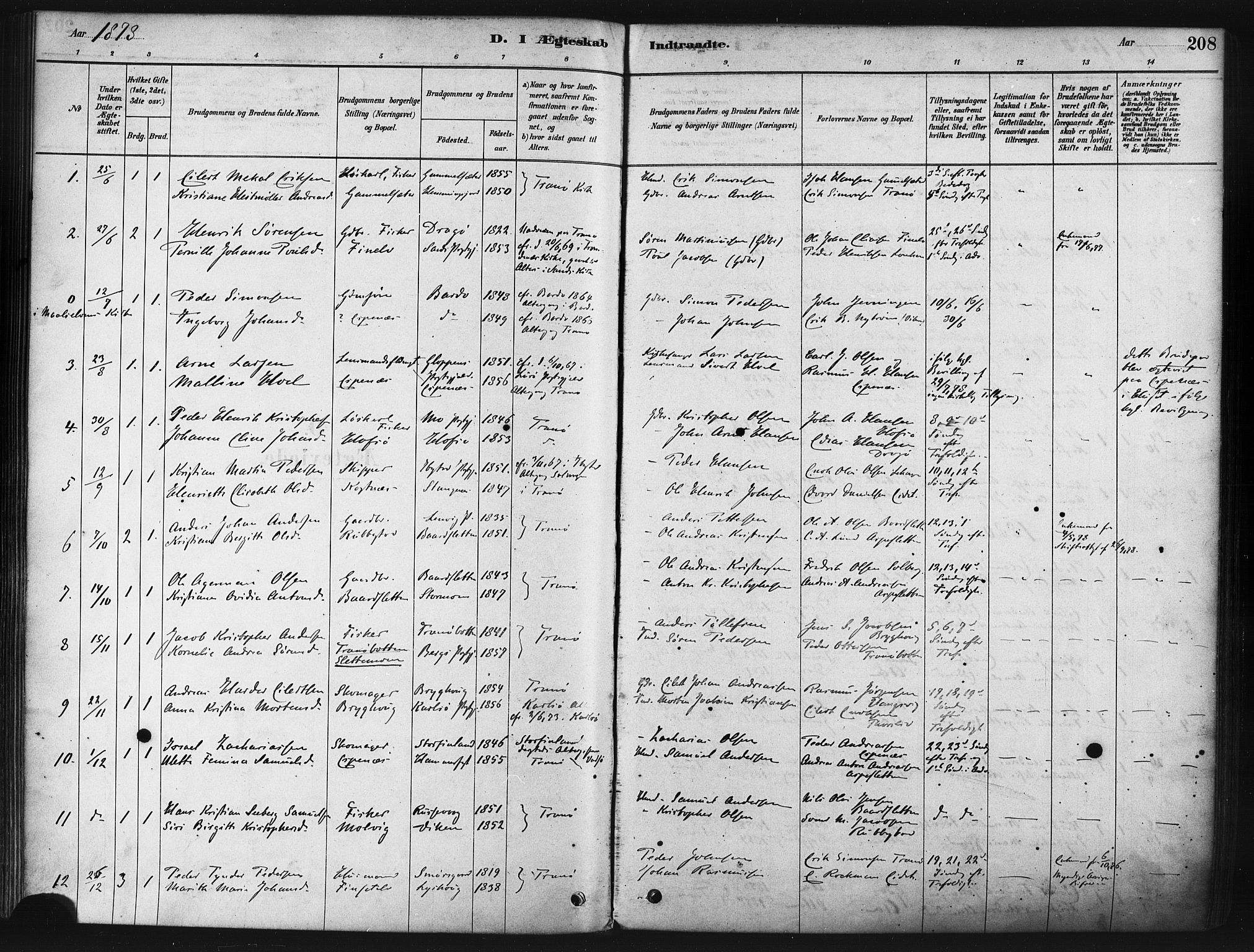 Tranøy sokneprestkontor, SATØ/S-1313/I/Ia/Iaa/L0009kirke: Parish register (official) no. 9, 1878-1904, p. 208