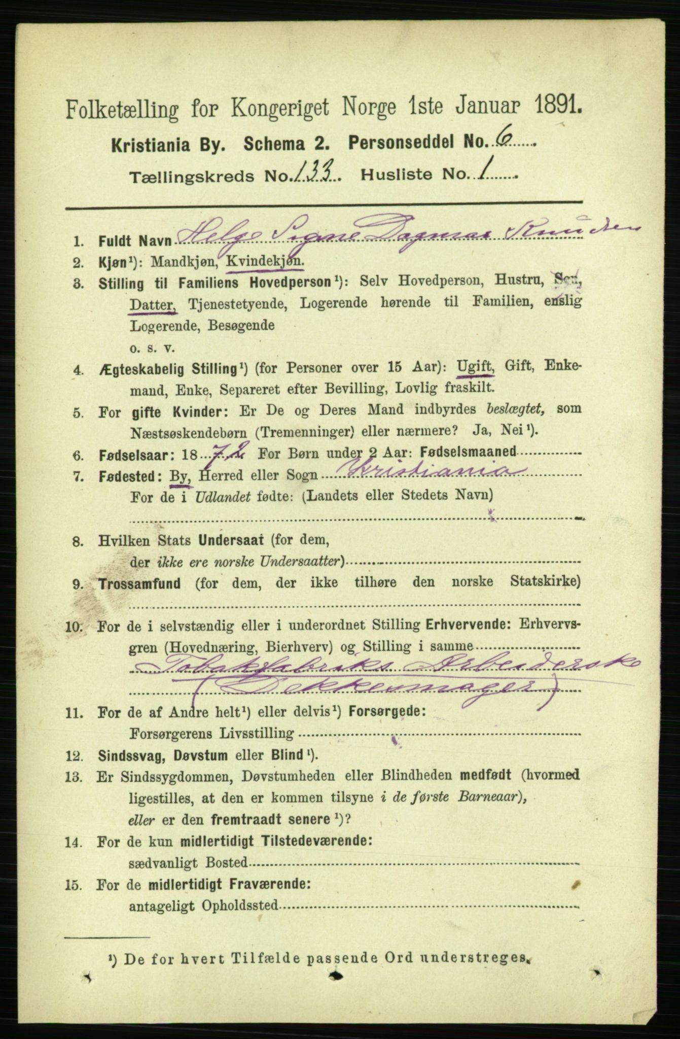 RA, 1891 census for 0301 Kristiania, 1891, p. 72421