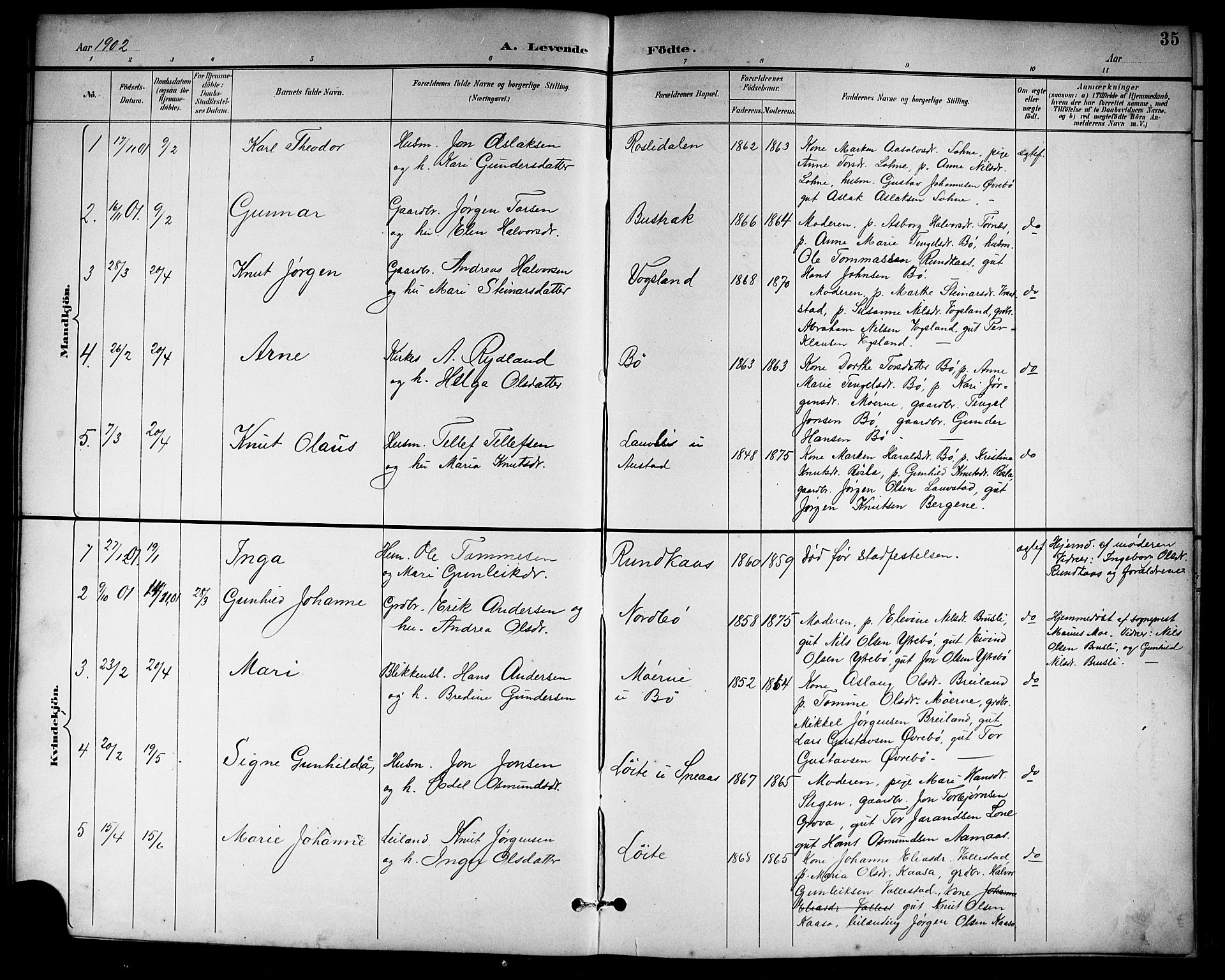 Drangedal kirkebøker, SAKO/A-258/G/Gb/L0002: Parish register (copy) no. II 2, 1895-1918, p. 35