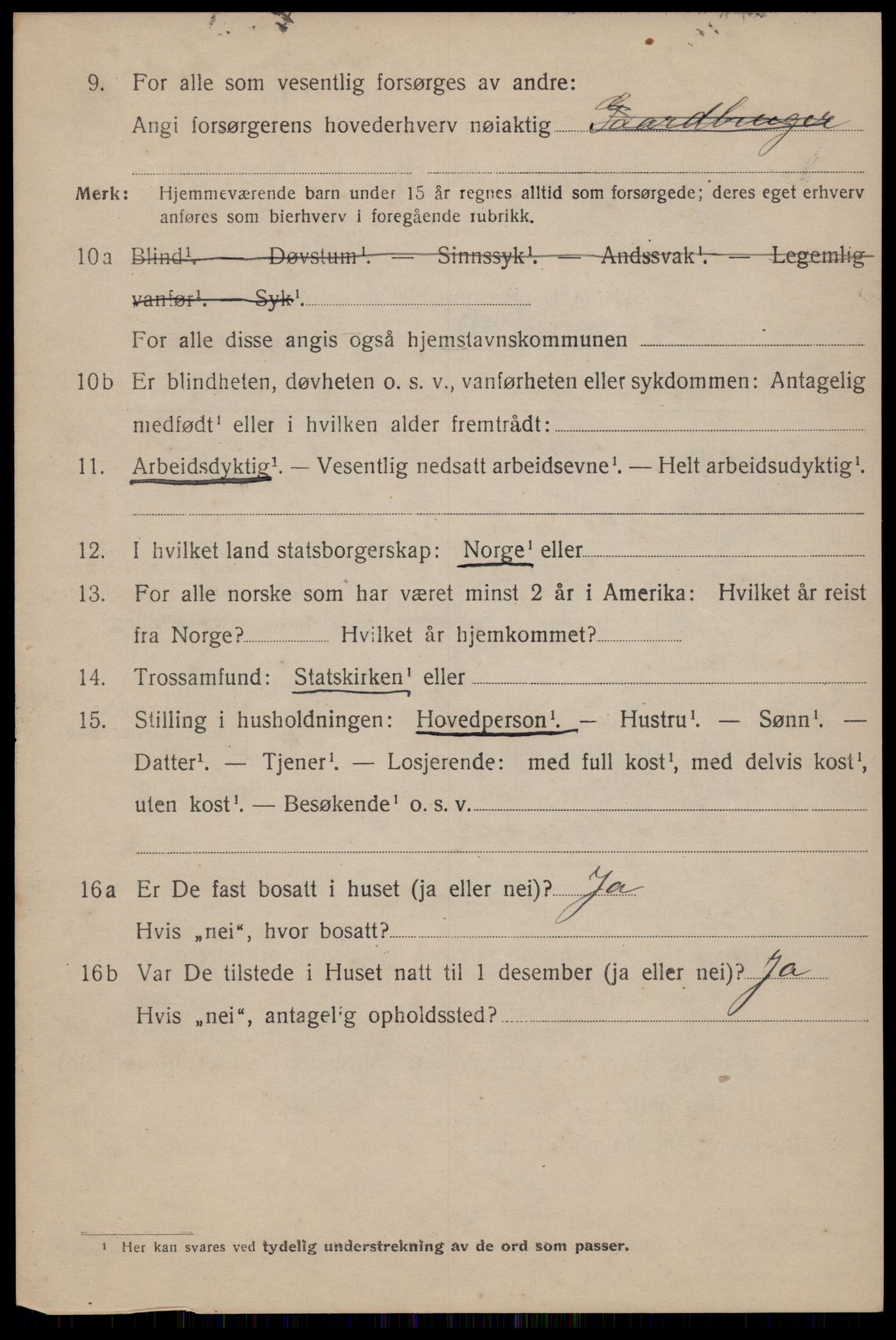 SAT, 1920 census for Trondheim, 1920, p. 32909