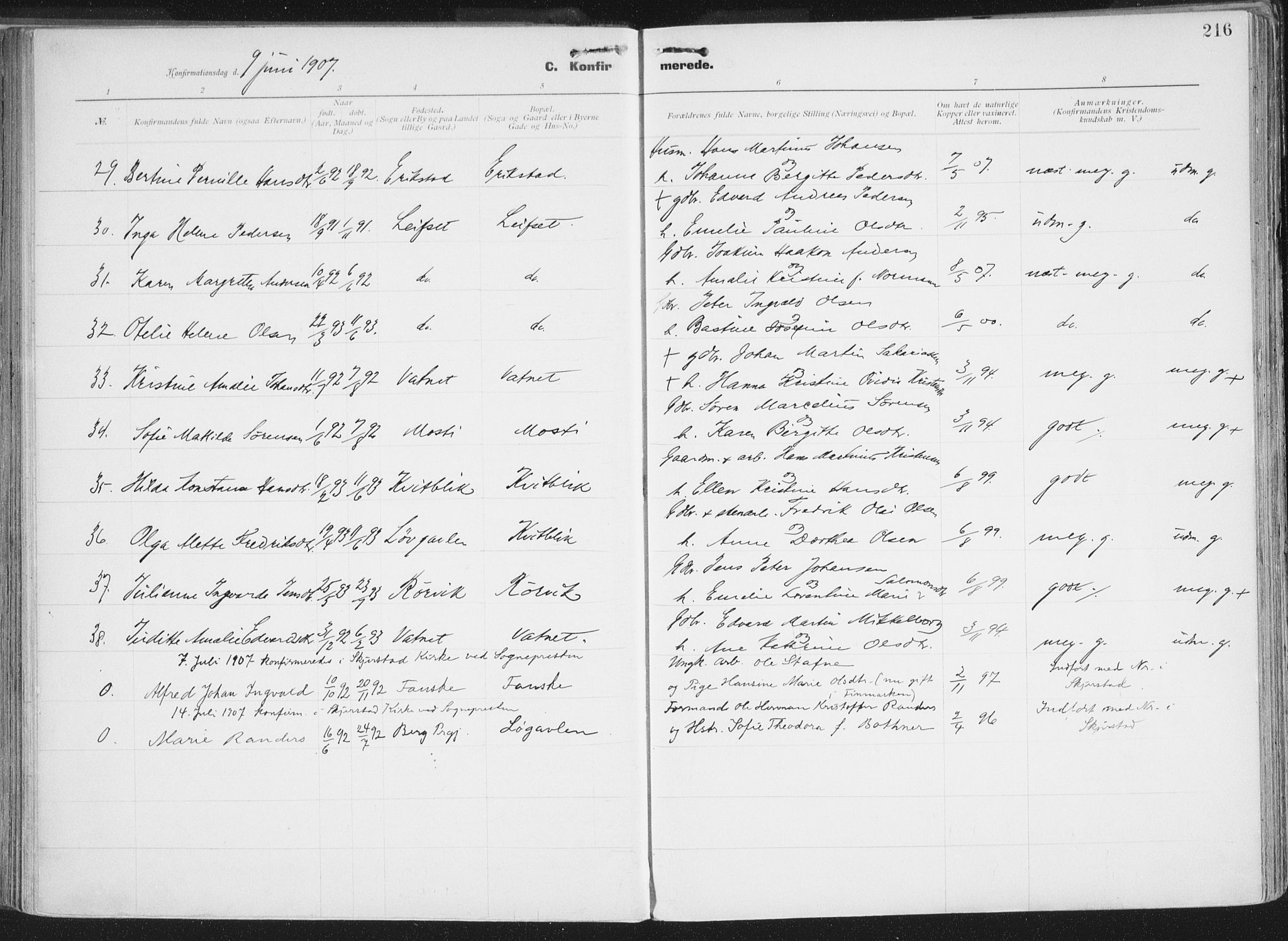 Ministerialprotokoller, klokkerbøker og fødselsregistre - Nordland, AV/SAT-A-1459/849/L0696: Parish register (official) no. 849A08, 1898-1910, p. 216