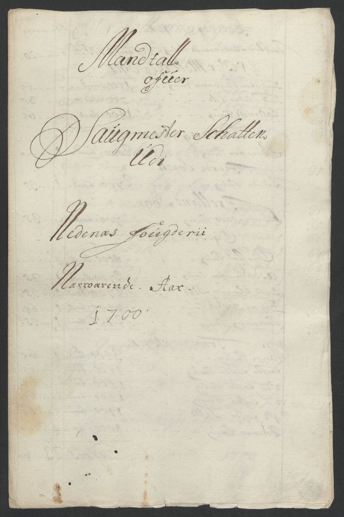 Rentekammeret inntil 1814, Reviderte regnskaper, Fogderegnskap, AV/RA-EA-4092/R39/L2315: Fogderegnskap Nedenes, 1700-1701, p. 39