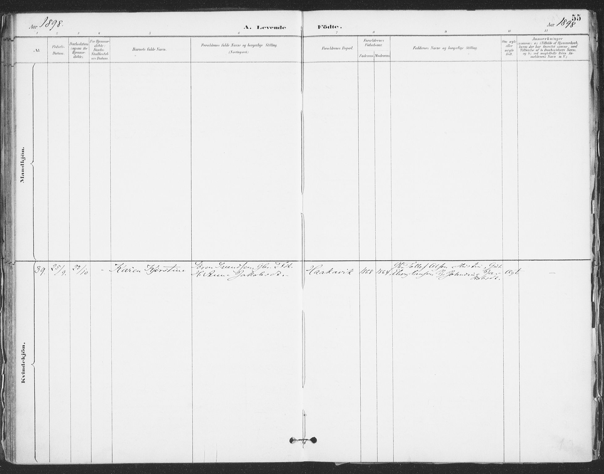 Ibestad sokneprestembete, AV/SATØ-S-0077/H/Ha/Haa/L0015kirke: Parish register (official) no. 15, 1888-1899, p. 55