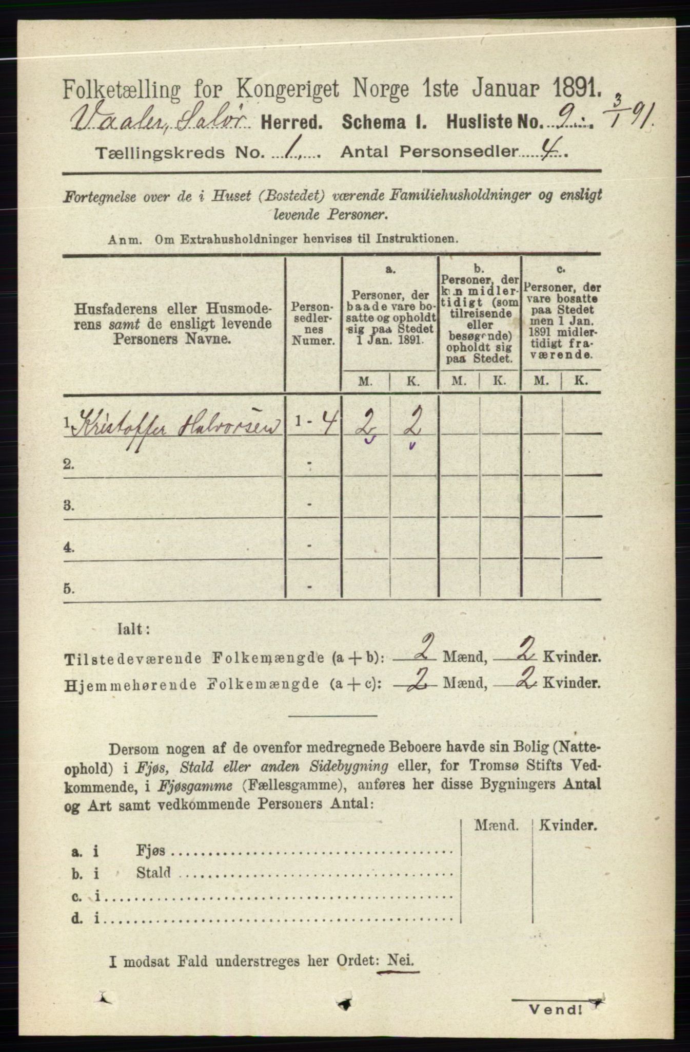 RA, 1891 census for 0426 Våler, 1891, p. 34