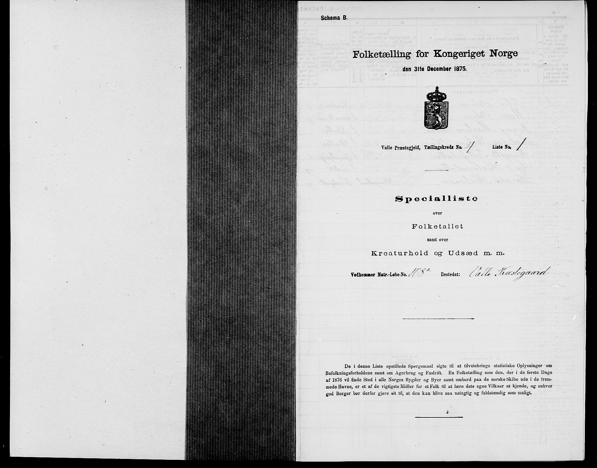 SAK, 1875 census for 0940P Valle, 1875, p. 357