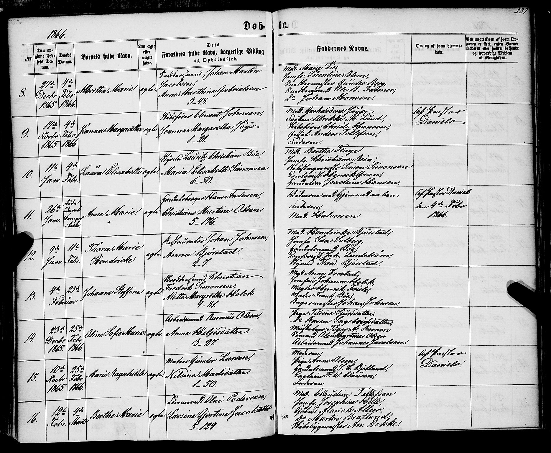 Nykirken Sokneprestembete, SAB/A-77101/H/Haa/L0015: Parish register (official) no. B 2, 1858-1869, p. 237