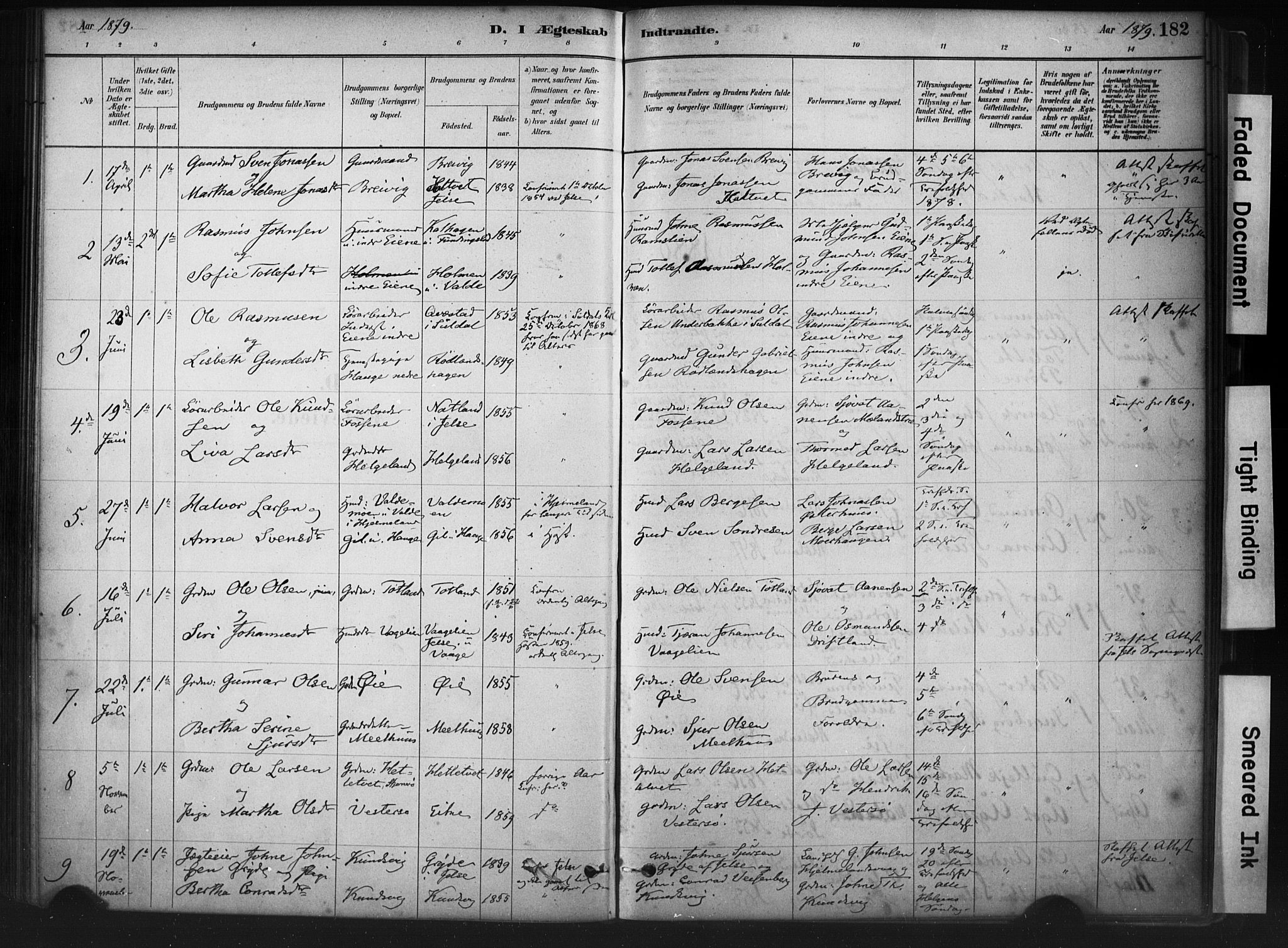 Hjelmeland sokneprestkontor, AV/SAST-A-101843/01/IV/L0014: Parish register (official) no. A 14, 1879-1900, p. 182