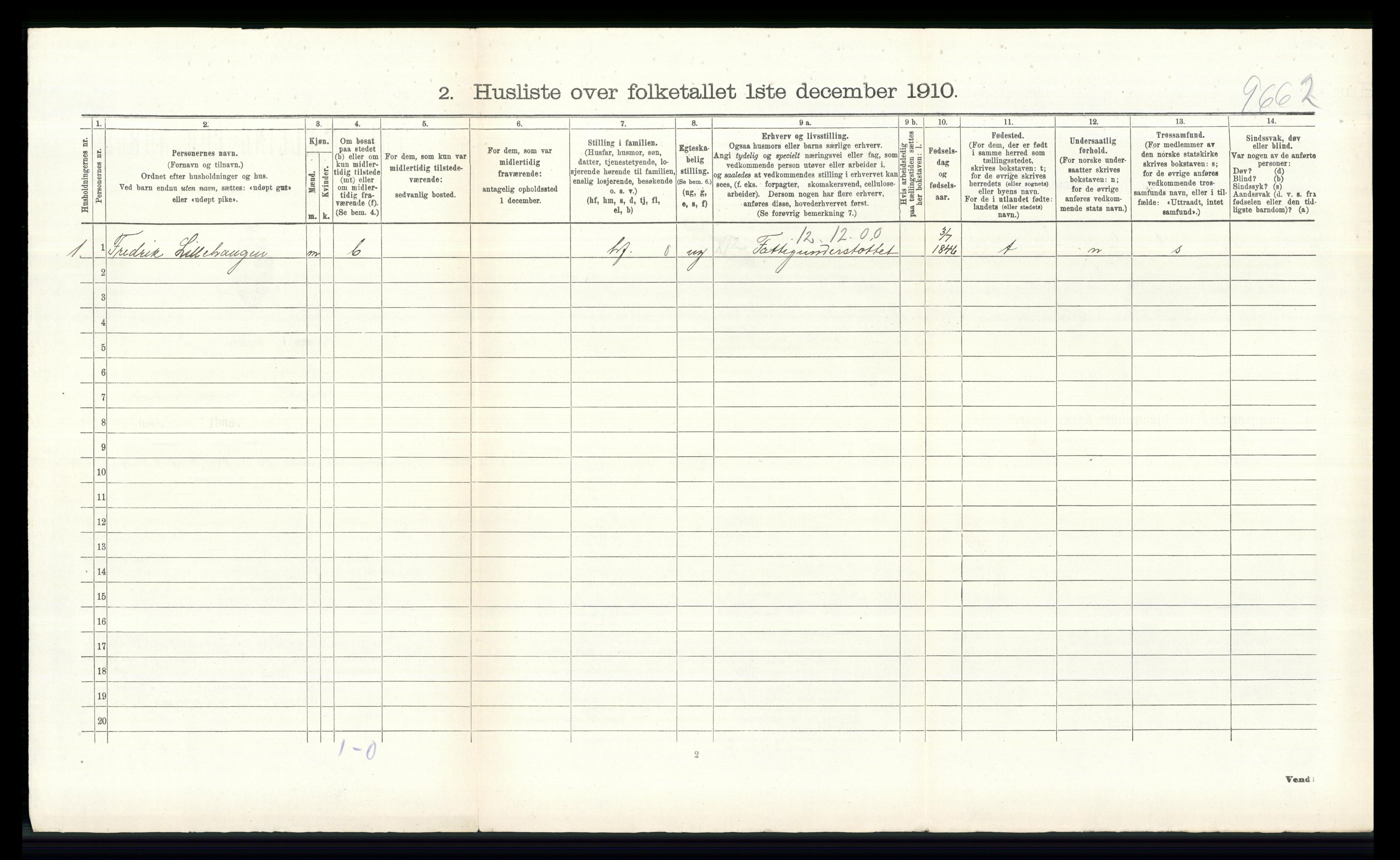 RA, 1910 census for Lesja, 1910, p. 836