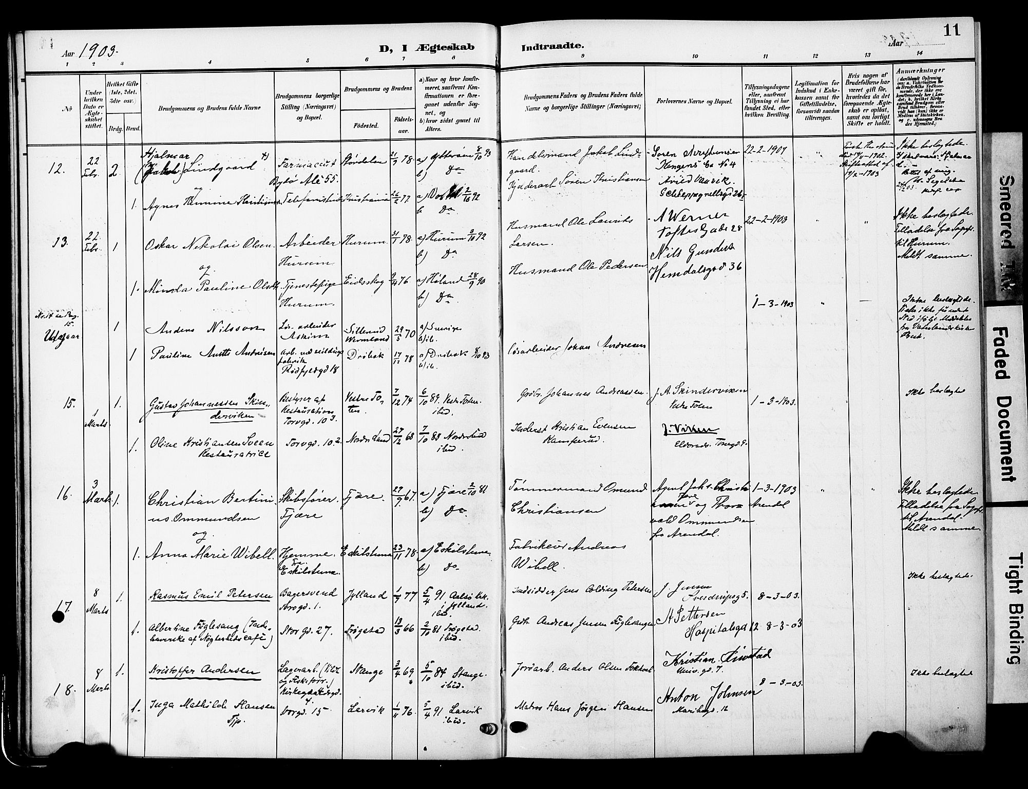 Oslo domkirke Kirkebøker, SAO/A-10752/F/Fa/L0033: Parish register (official) no. 33, 1902-1913, p. 11
