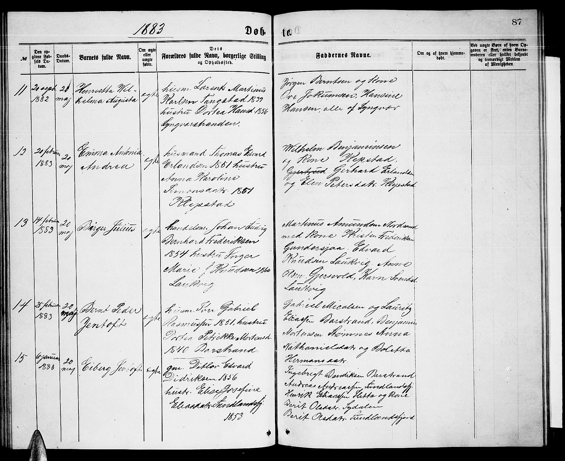 Ministerialprotokoller, klokkerbøker og fødselsregistre - Nordland, SAT/A-1459/876/L1103: Parish register (copy) no. 876C02, 1870-1886, p. 87