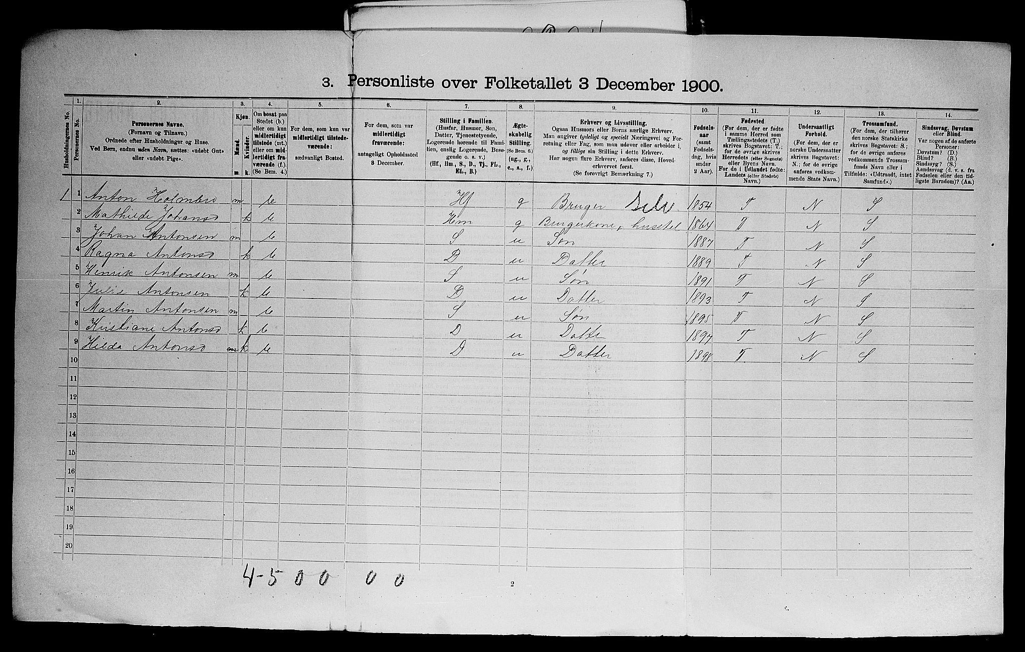 SAO, 1900 census for Høland, 1900