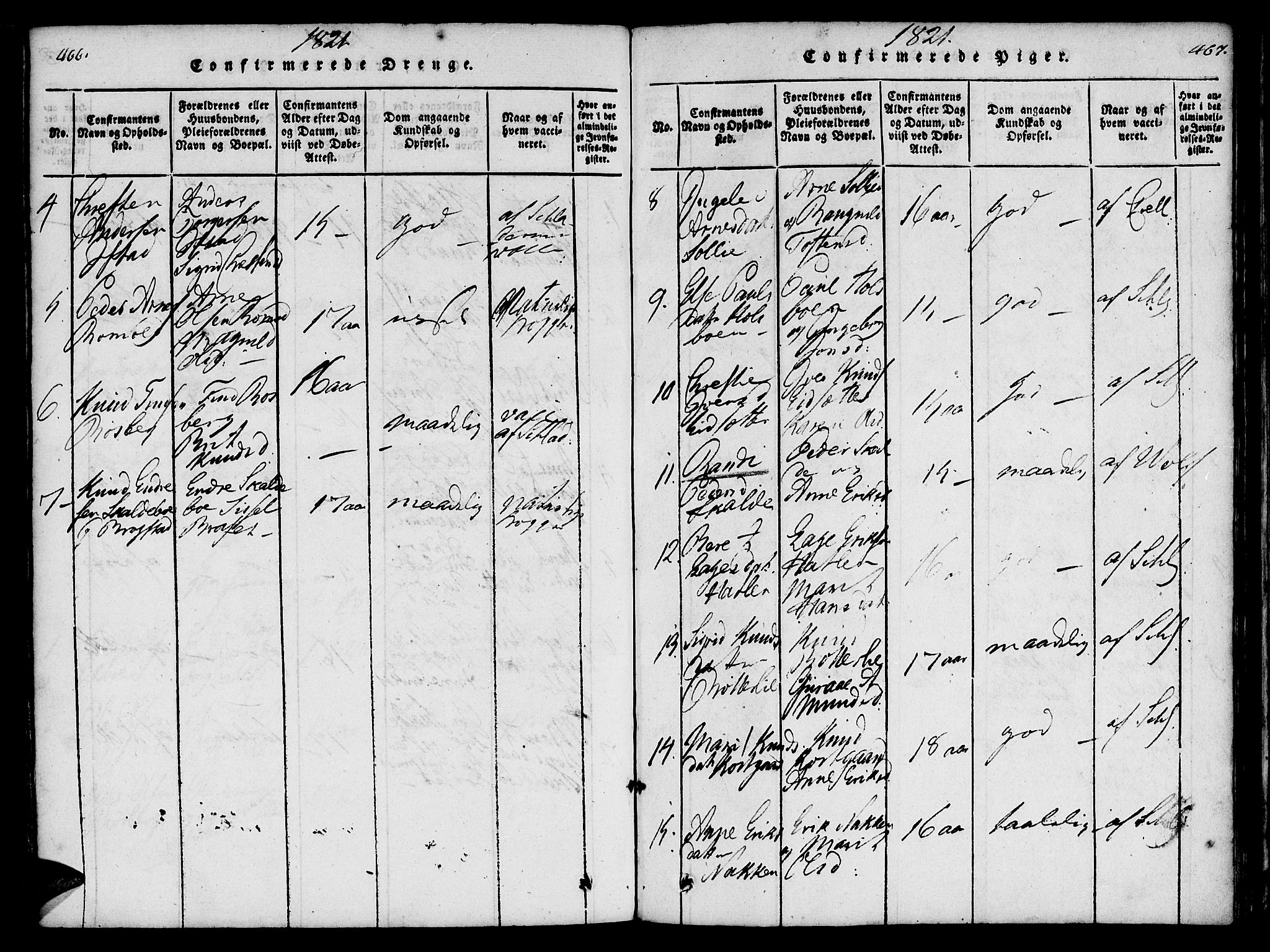 Ministerialprotokoller, klokkerbøker og fødselsregistre - Møre og Romsdal, AV/SAT-A-1454/557/L0679: Parish register (official) no. 557A01, 1818-1843, p. 466-467