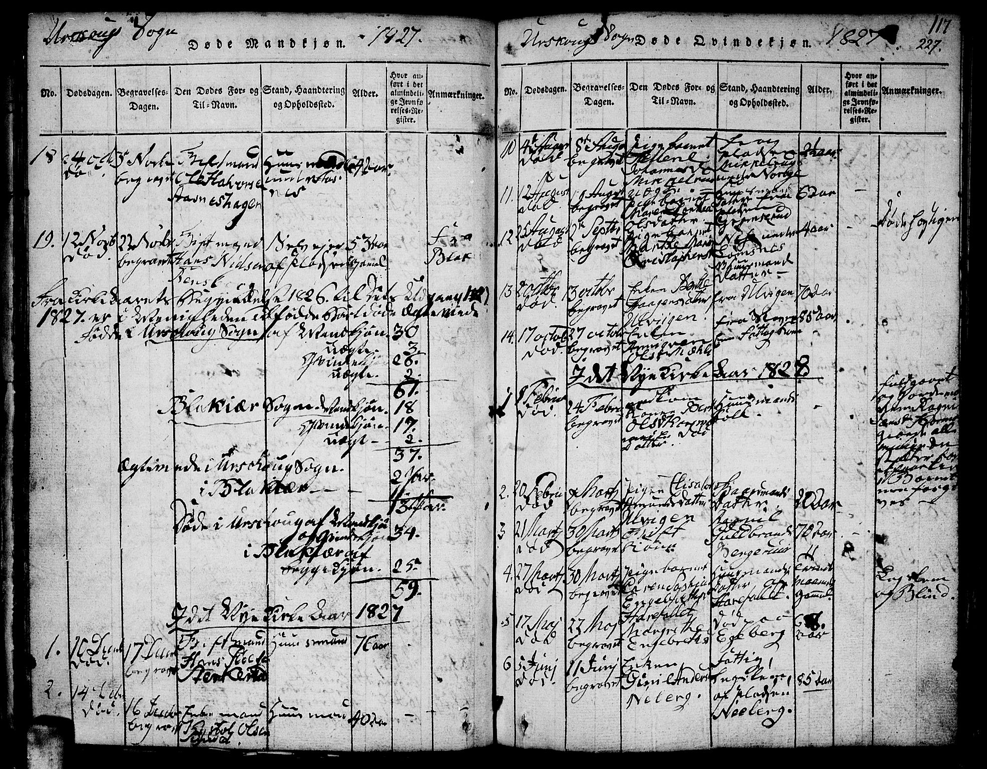 Aurskog prestekontor Kirkebøker, SAO/A-10304a/F/Fa/L0005: Parish register (official) no. I 5, 1814-1829, p. 227