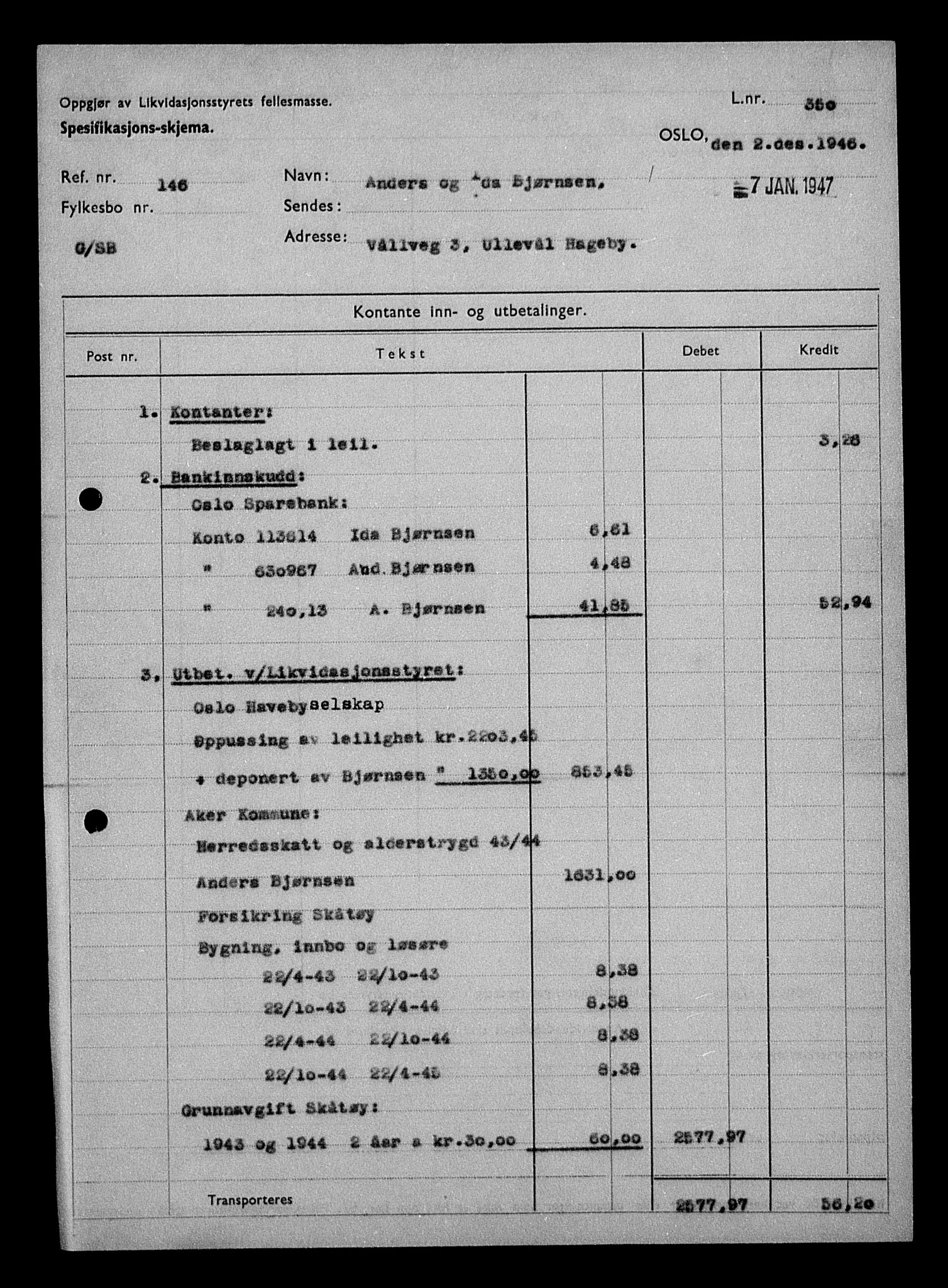 Justisdepartementet, Tilbakeføringskontoret for inndratte formuer, AV/RA-S-1564/H/Hc/Hcc/L0924: --, 1945-1947, p. 434