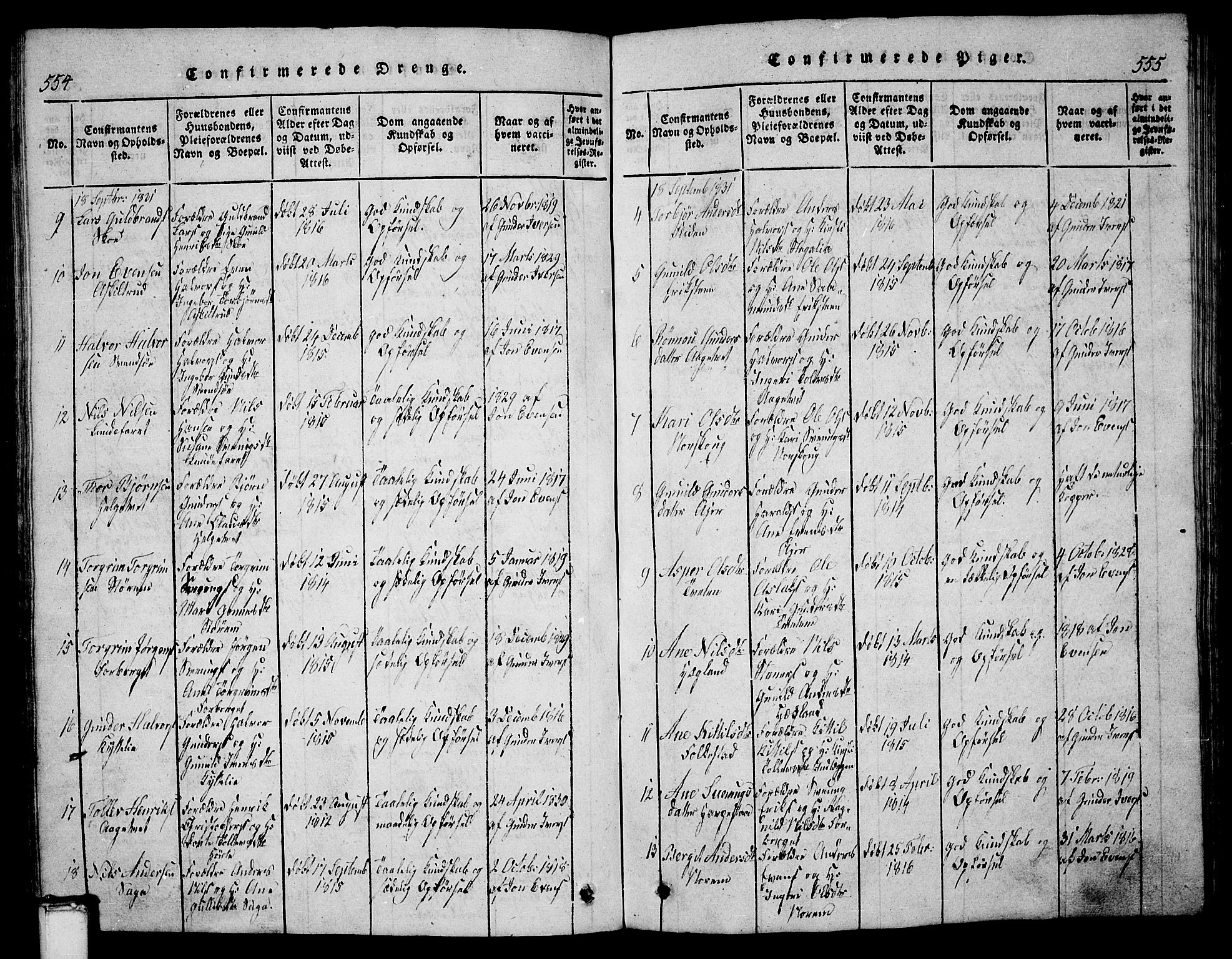 Bø kirkebøker, SAKO/A-257/G/Ga/L0001: Parish register (copy) no. 1, 1815-1831, p. 554-555