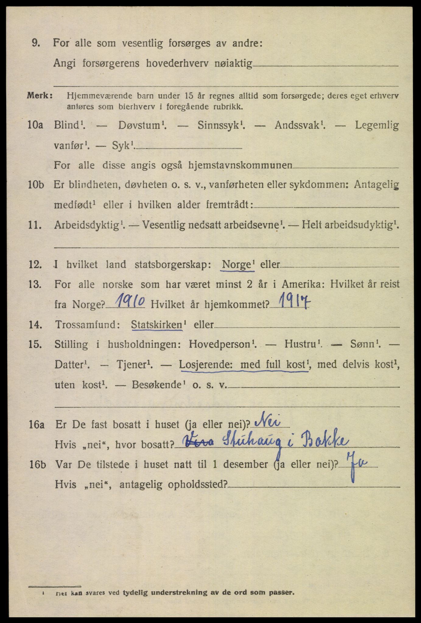 SAK, 1920 census for Bakke, 1920, p. 1085