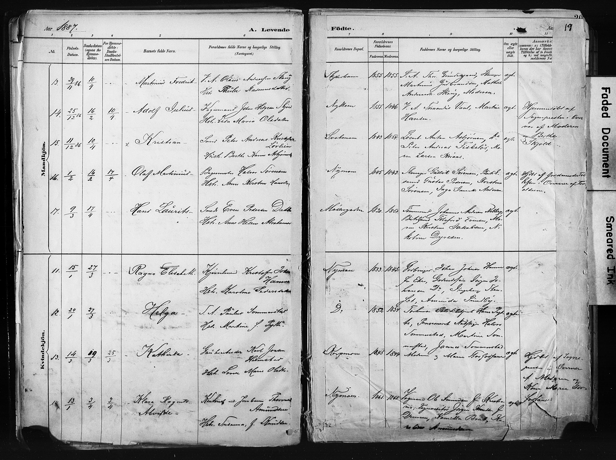 Kongsberg kirkebøker, AV/SAKO-A-22/F/Fb/L0002: Parish register (official) no. II 2, 1886-1896, p. 19