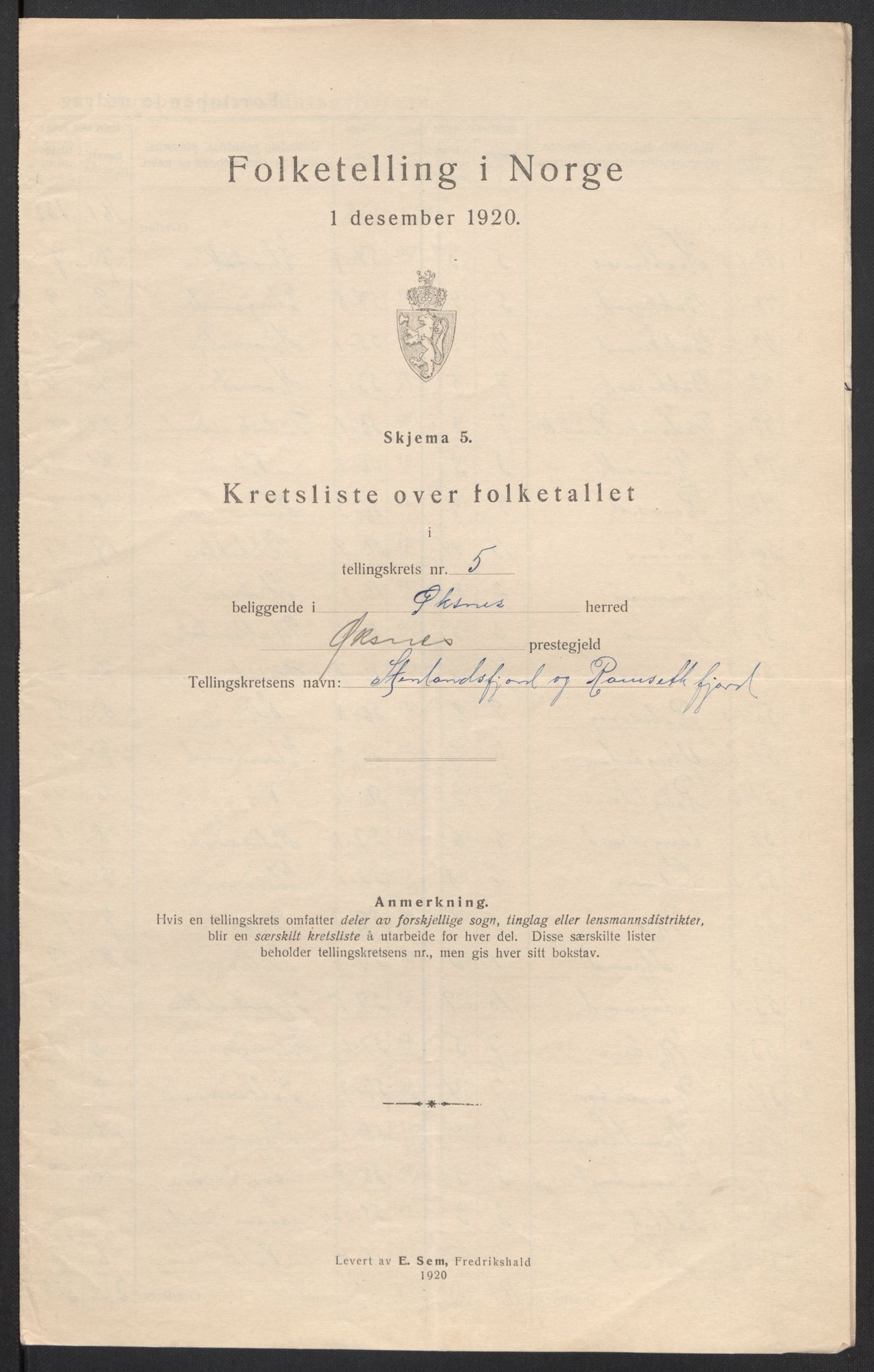 SAT, 1920 census for Øksnes, 1920, p. 18