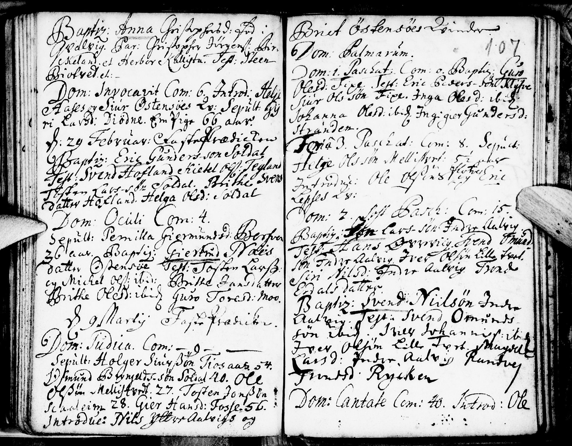 Kvam sokneprestembete, SAB/A-76201/H/Haa: Parish register (official) no. A 1, 1690-1741, p. 107