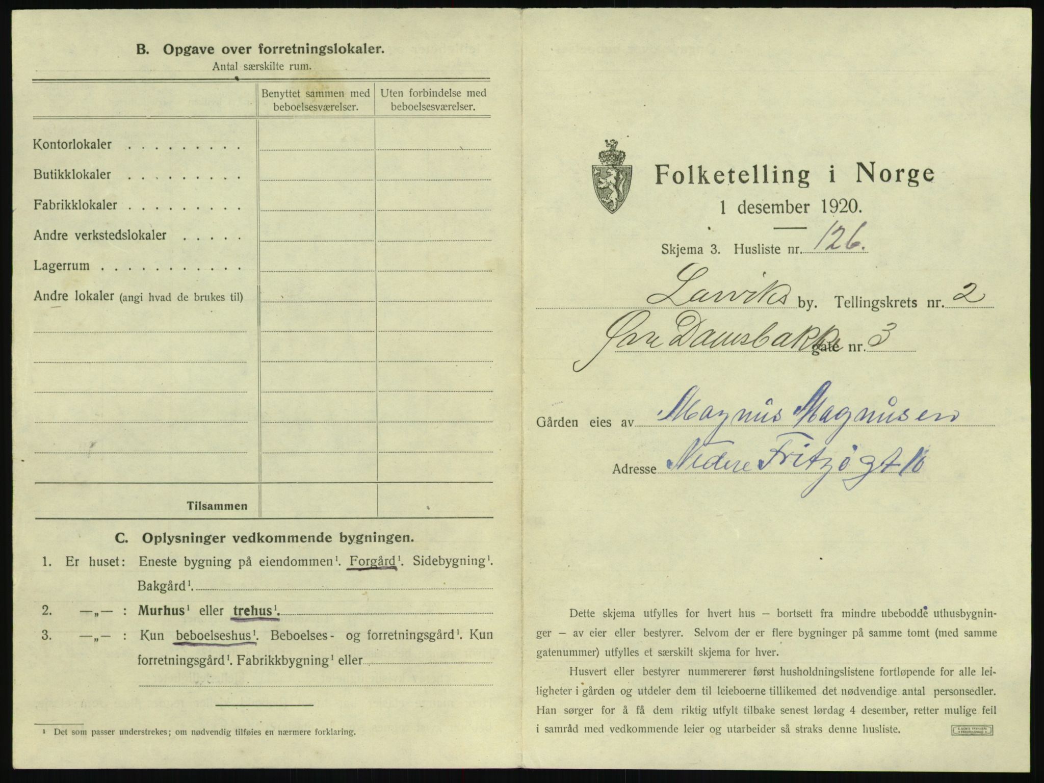 SAKO, 1920 census for Larvik, 1920, p. 568