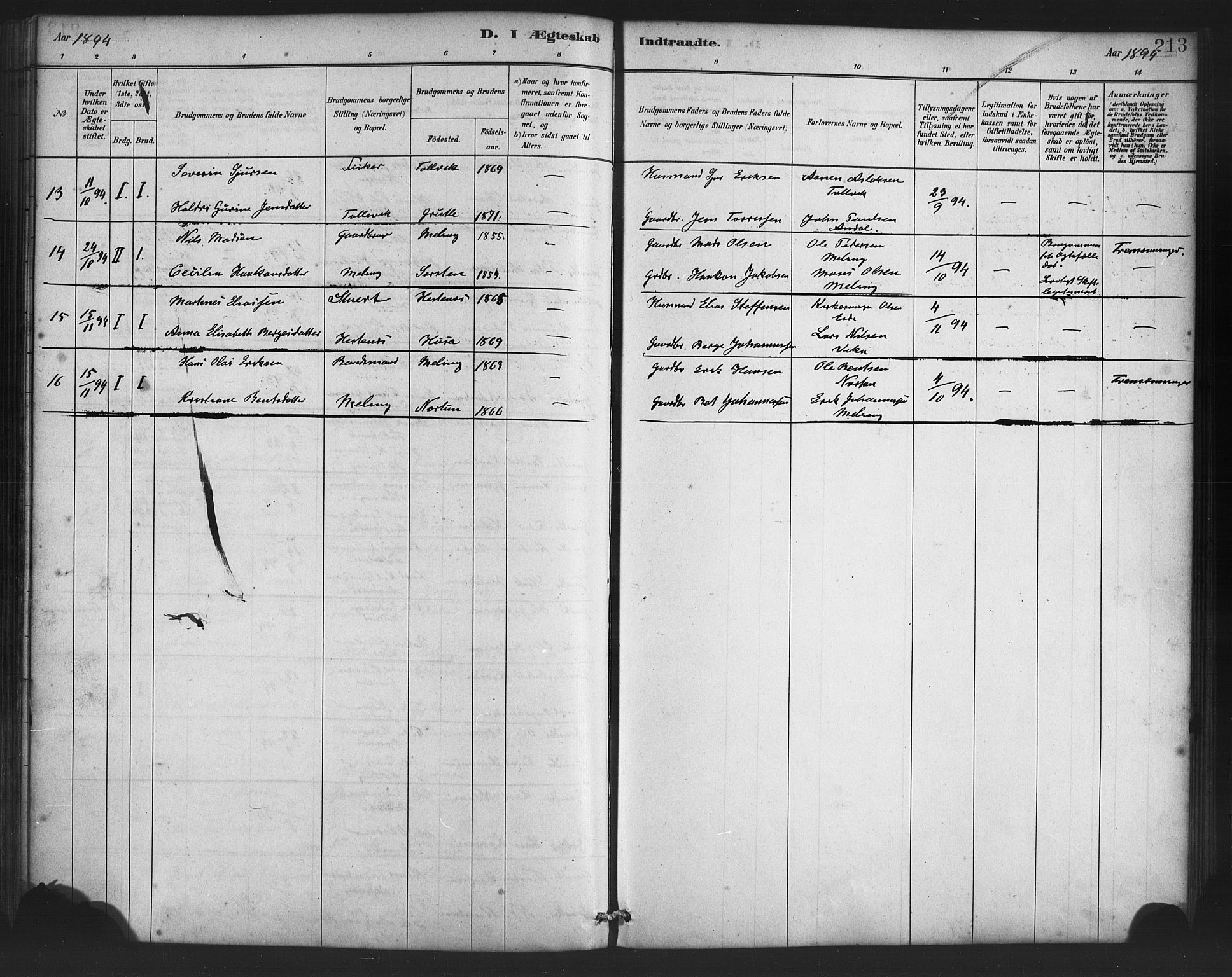 Finnås sokneprestembete, AV/SAB-A-99925/H/Ha/Haa/Haac/L0001: Parish register (official) no. C 1, 1881-1894, p. 213