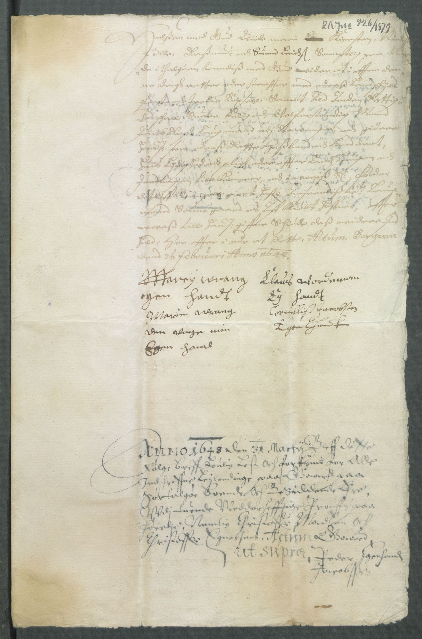 Riksarkivets diplomsamling, RA/EA-5965/F02/L0161: Dokumenter, 1648, p. 31