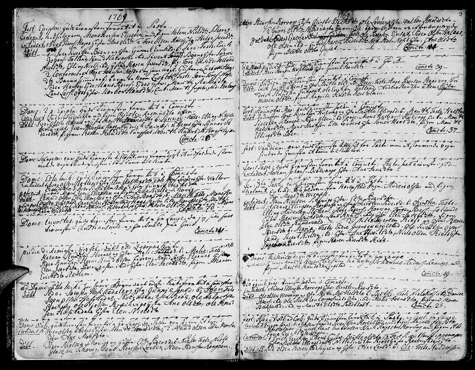 Ministerialprotokoller, klokkerbøker og fødselsregistre - Møre og Romsdal, AV/SAT-A-1454/570/L0829: Parish register (official) no. 570A03, 1769-1788, p. 2-3