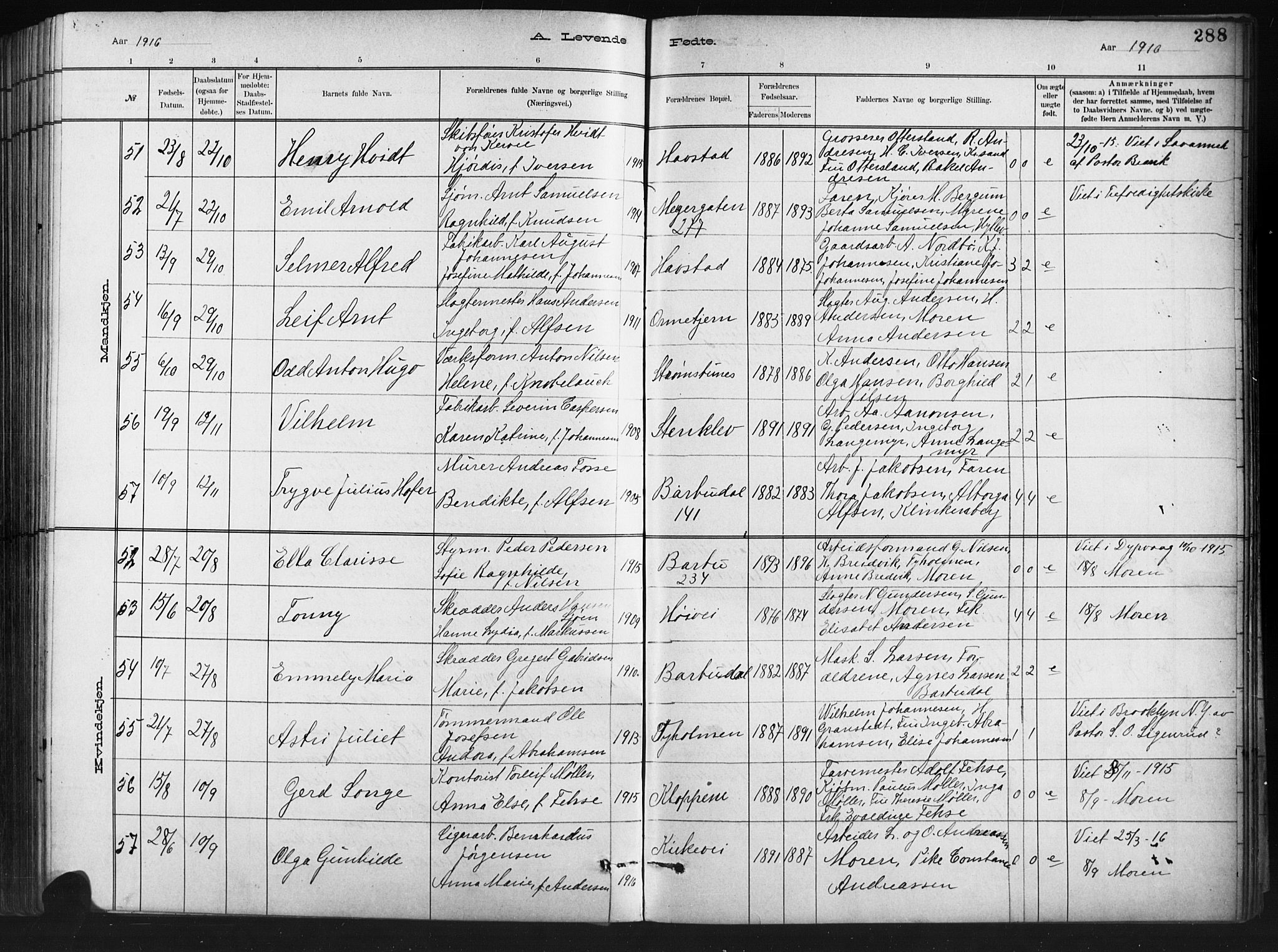 Barbu sokneprestkontor, SAK/1111-0003/F/Fb/L0002: Parish register (copy) no. B 2, 1890-1922, p. 288