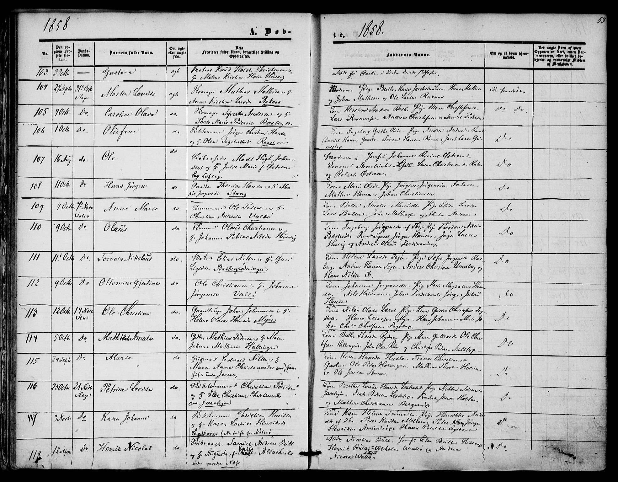 Sem kirkebøker, AV/SAKO-A-5/F/Fa/L0007: Parish register (official) no. I 7, 1856-1865, p. 53