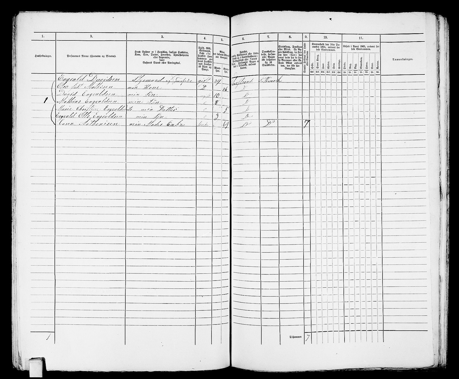 RA, 1865 census for Larvik, 1865, p. 909