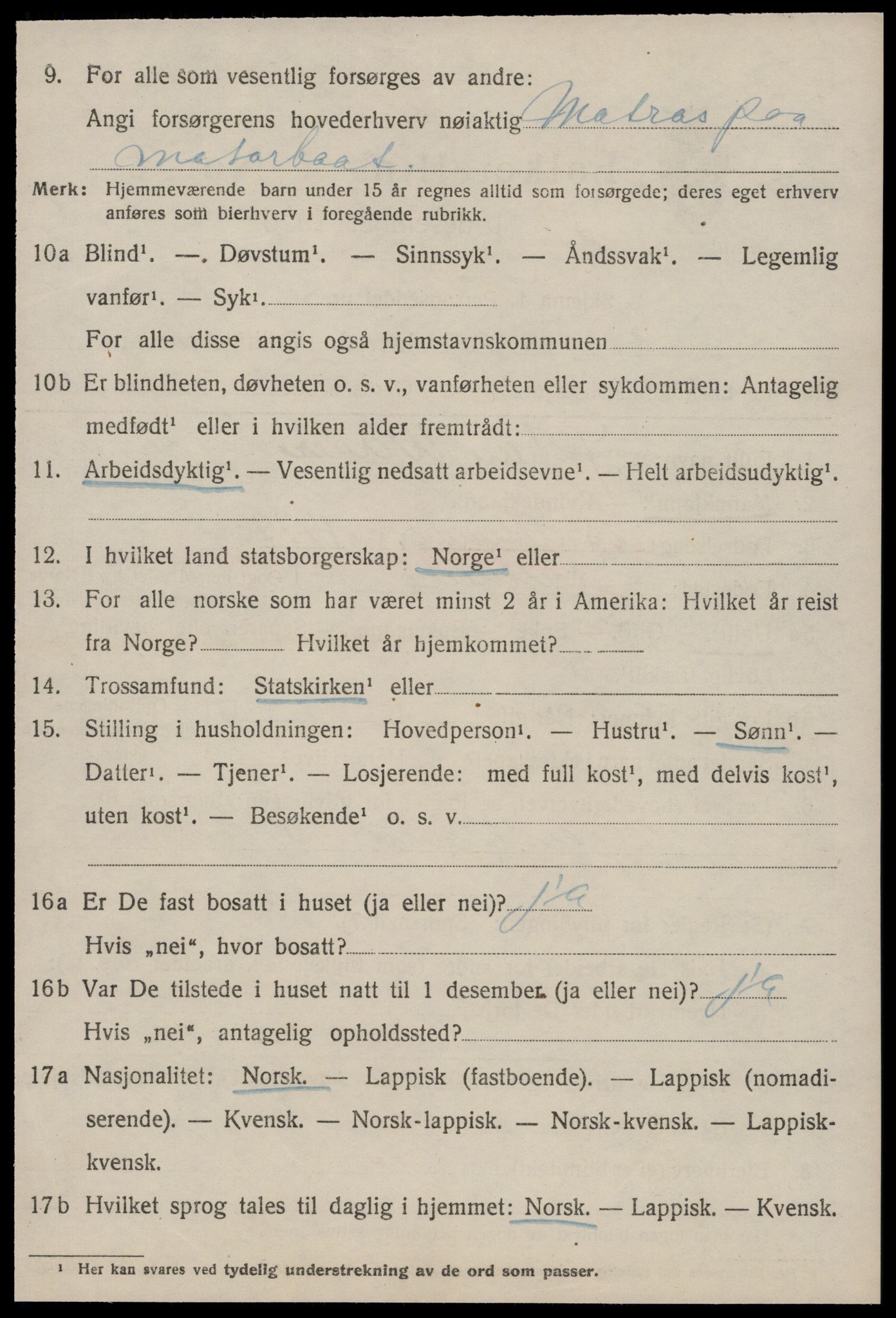 SAT, 1920 census for Jøssund, 1920, p. 3133