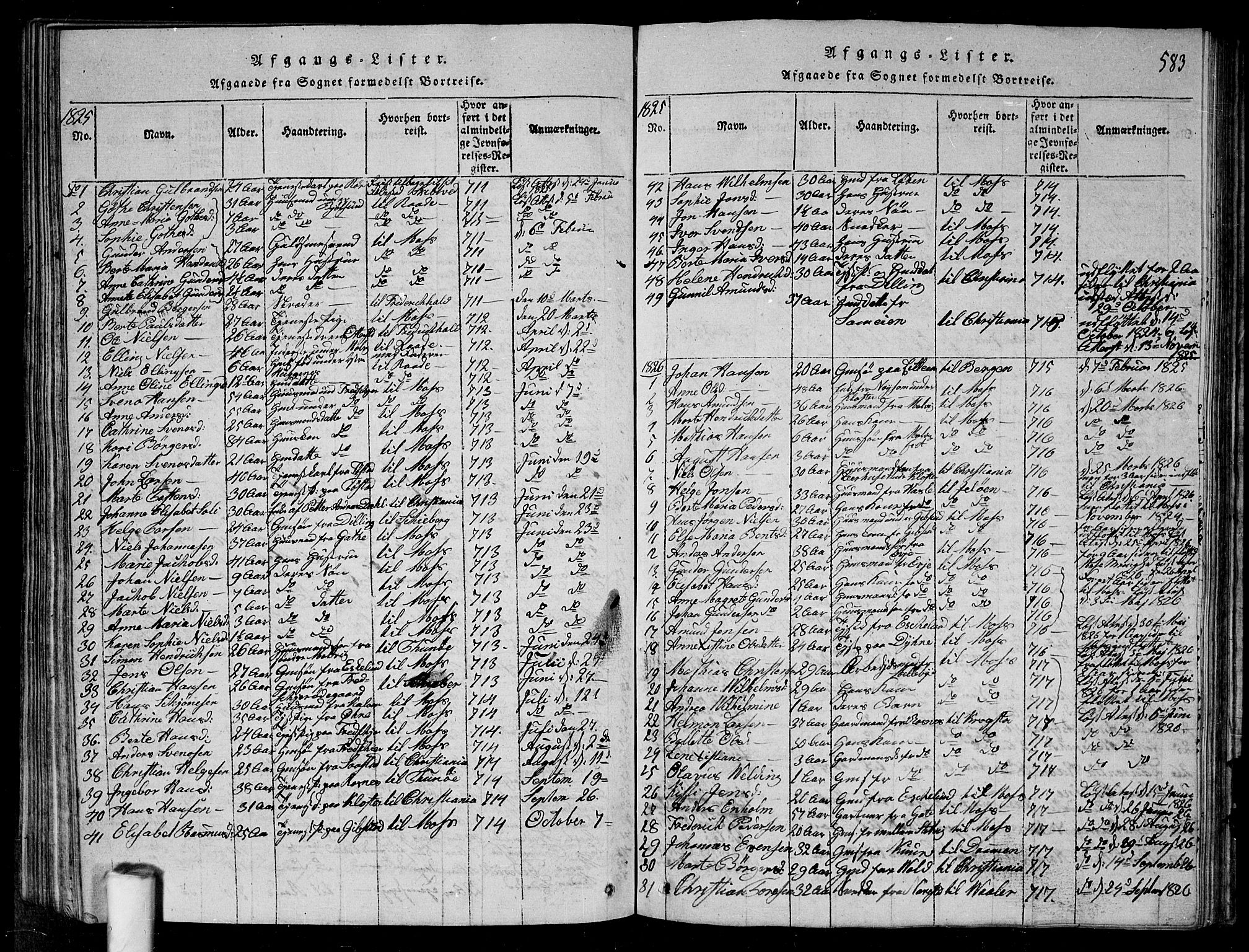 Rygge prestekontor Kirkebøker, SAO/A-10084b/G/Ga/L0001: Parish register (copy) no. 1, 1814-1871, p. 582-583