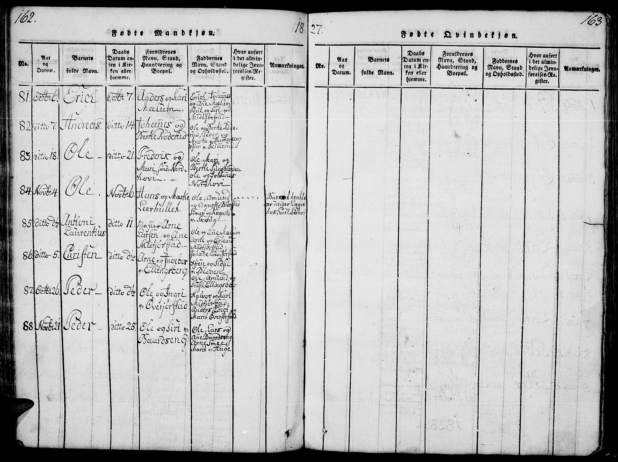 Fåberg prestekontor, AV/SAH-PREST-086/H/Ha/Hab/L0004: Parish register (copy) no. 4, 1818-1837, p. 162-163