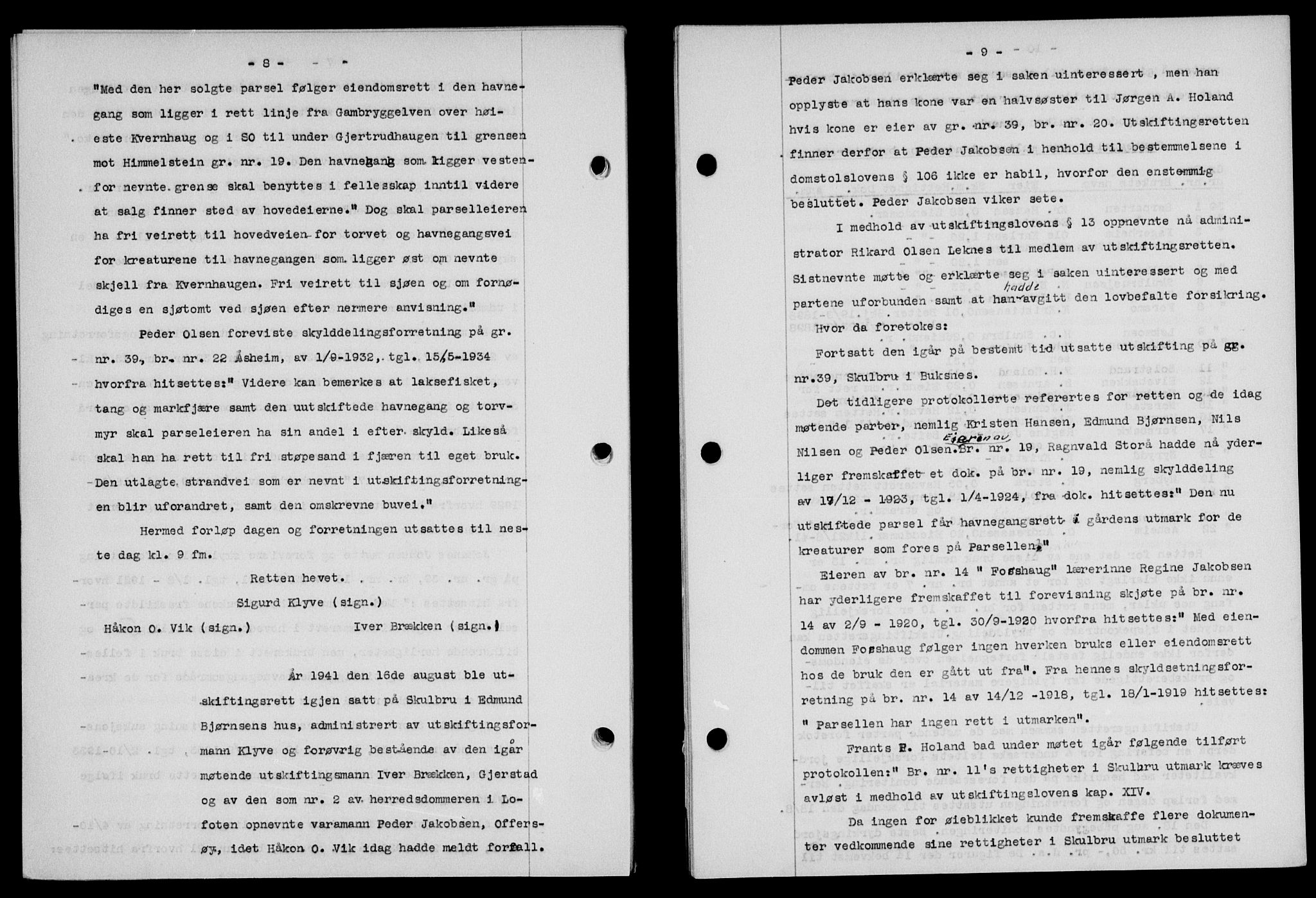 Lofoten sorenskriveri, AV/SAT-A-0017/1/2/2C/L0012a: Mortgage book no. 12a, 1943-1944, Diary no: : 1441/1943