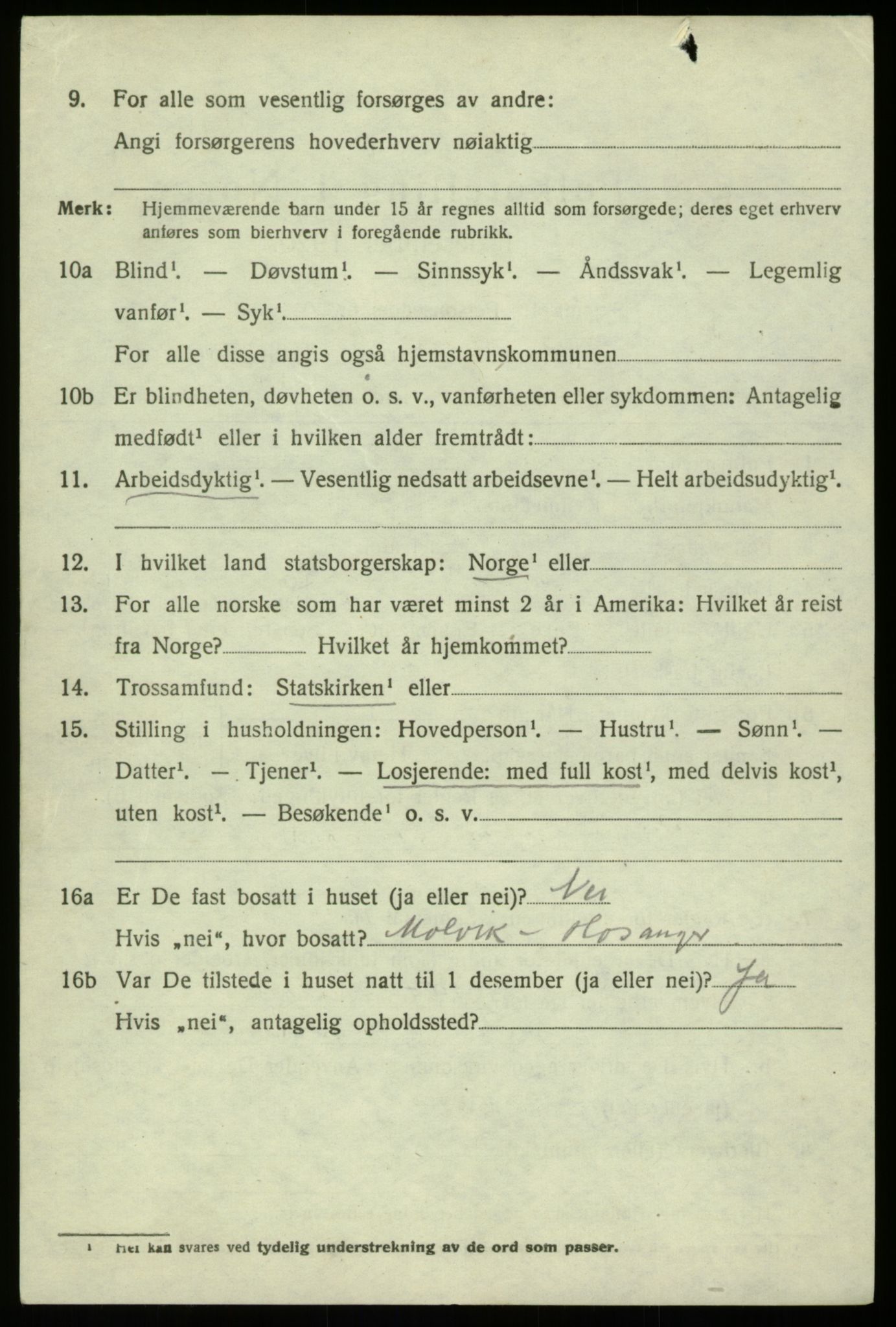 SAB, 1920 census for Hosanger, 1920, p. 4210