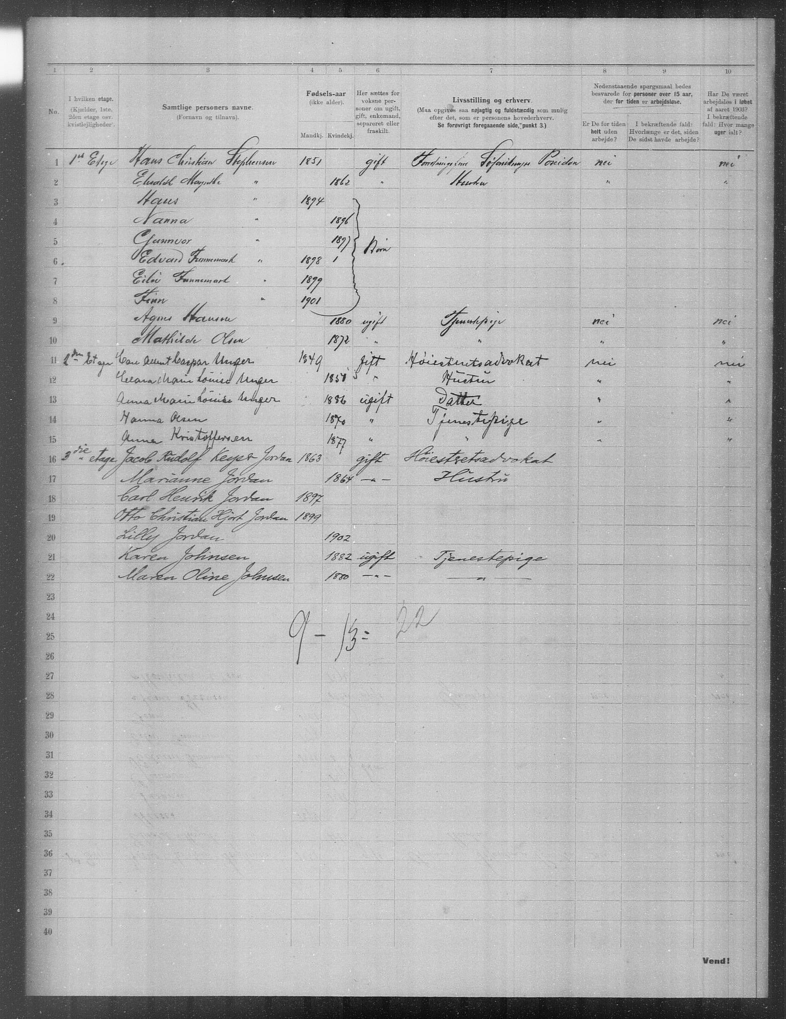 OBA, Municipal Census 1903 for Kristiania, 1903, p. 23215