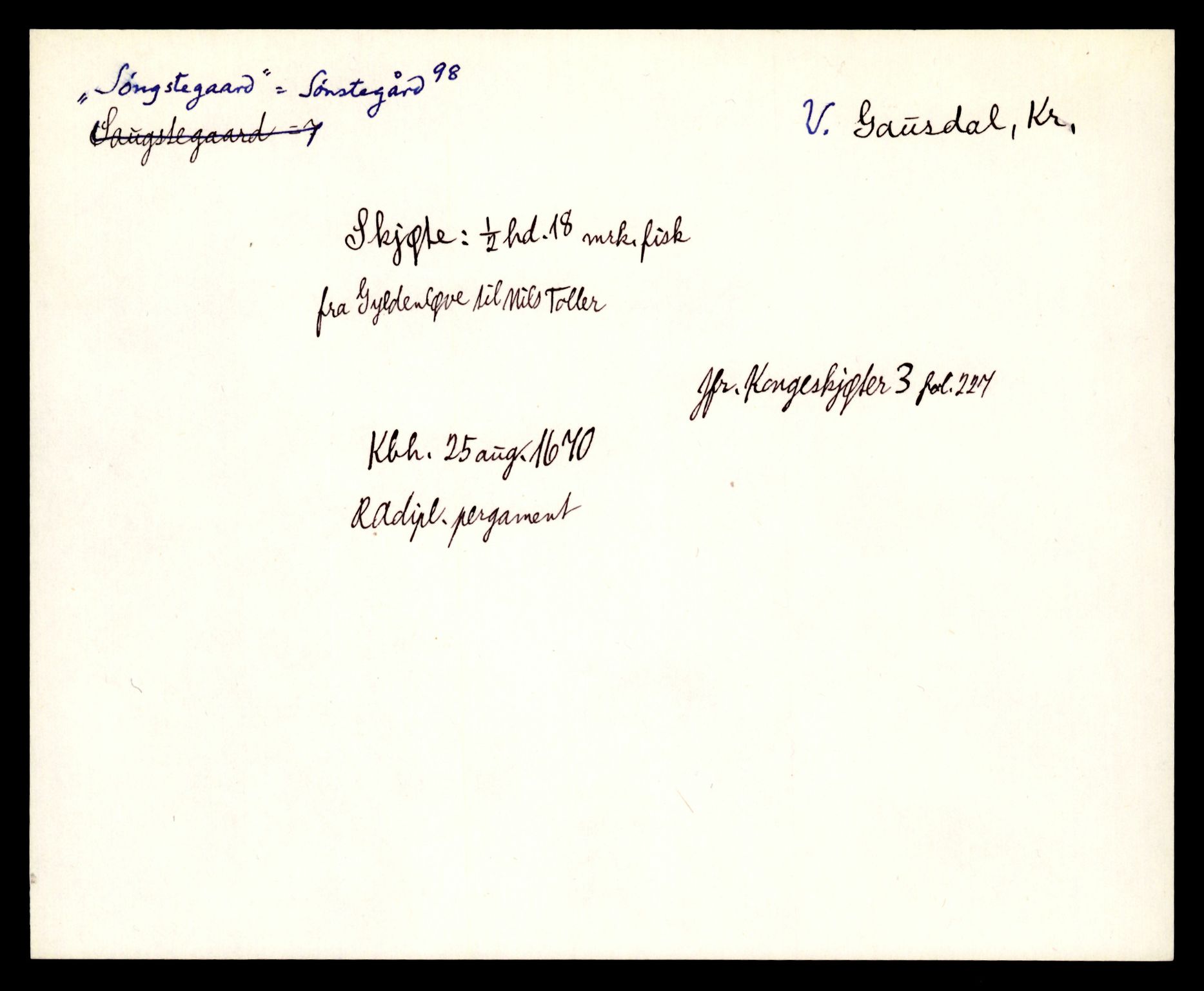 Riksarkivets diplomsamling, AV/RA-EA-5965/F35/F35e/L0010: Registreringssedler Oppland 2, 1400-1700, p. 419