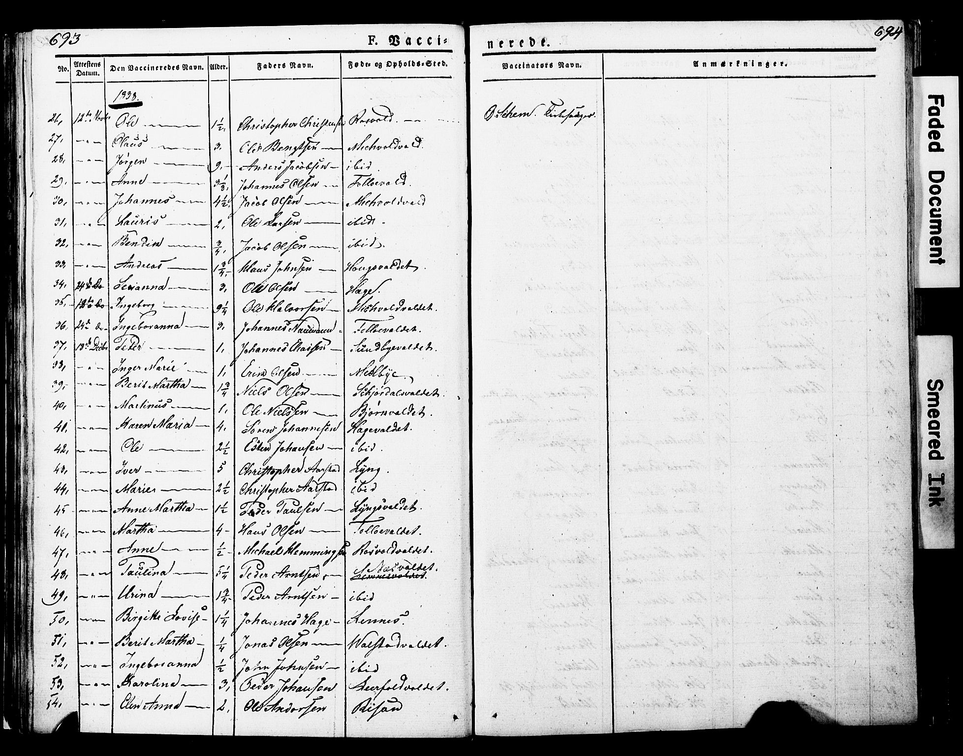 Ministerialprotokoller, klokkerbøker og fødselsregistre - Nord-Trøndelag, SAT/A-1458/723/L0243: Parish register (official) no. 723A12, 1822-1851, p. 693-694