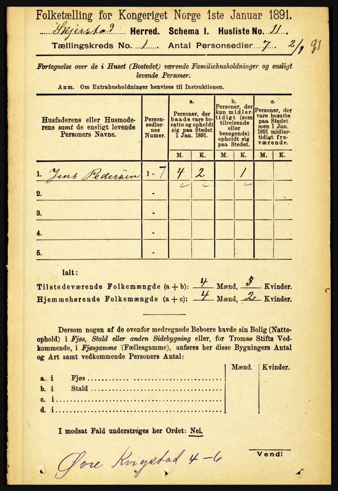 RA, 1891 census for 1842 Skjerstad, 1891, p. 44