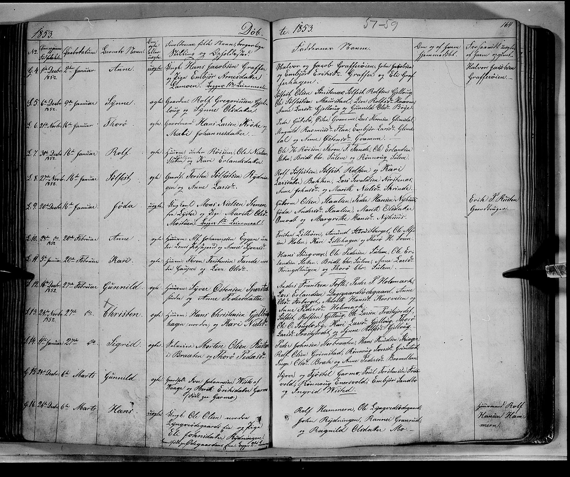 Lom prestekontor, SAH/PREST-070/K/L0006: Parish register (official) no. 6A, 1837-1863, p. 164