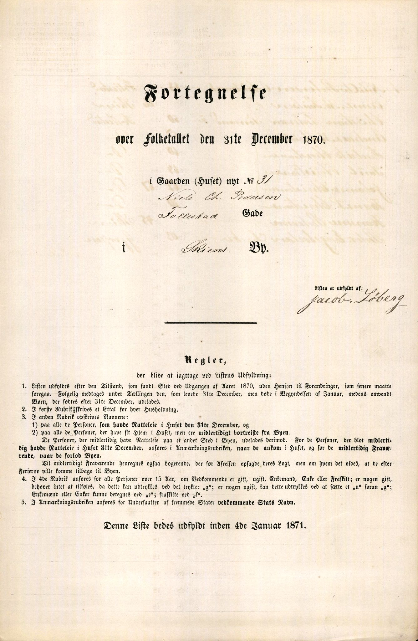 RA, 1870 census for 0806 Skien, 1870, p. 827