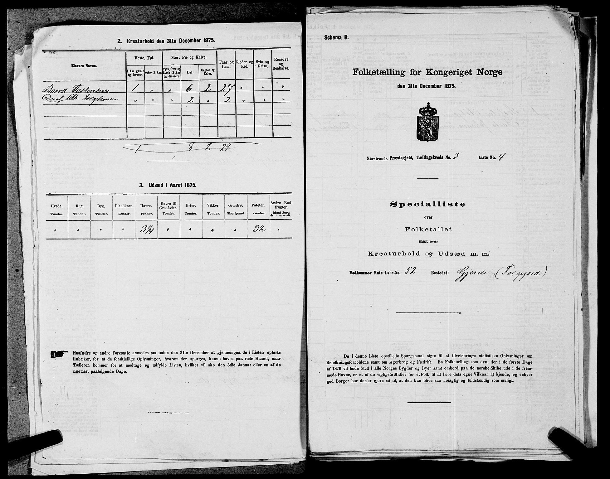 SAST, 1875 census for 1139P Nedstrand, 1875, p. 448