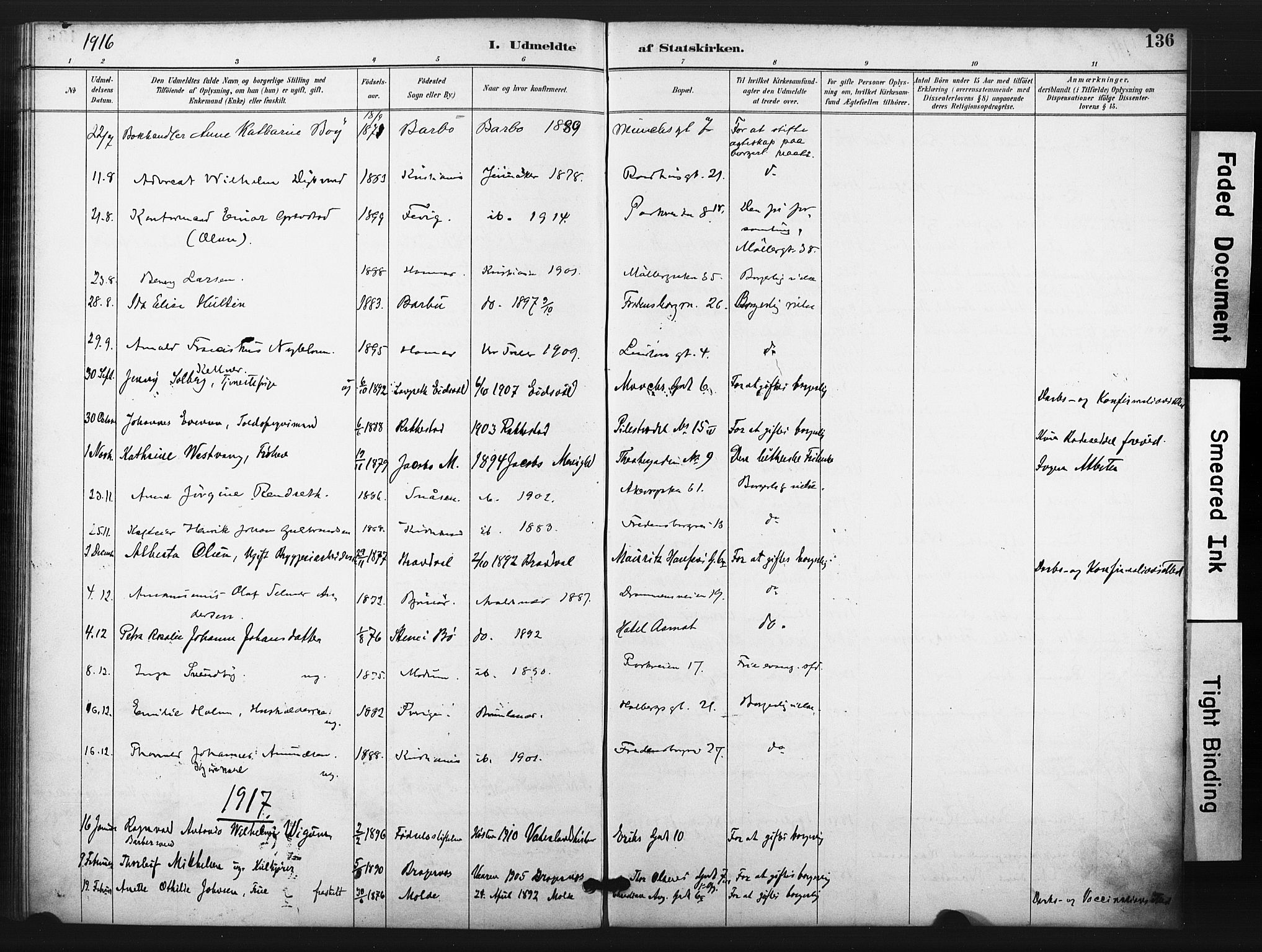 Trefoldighet prestekontor Kirkebøker, SAO/A-10882/F/Ff/L0002: Parish register (official) no. VI 2, 1891-1918, p. 136