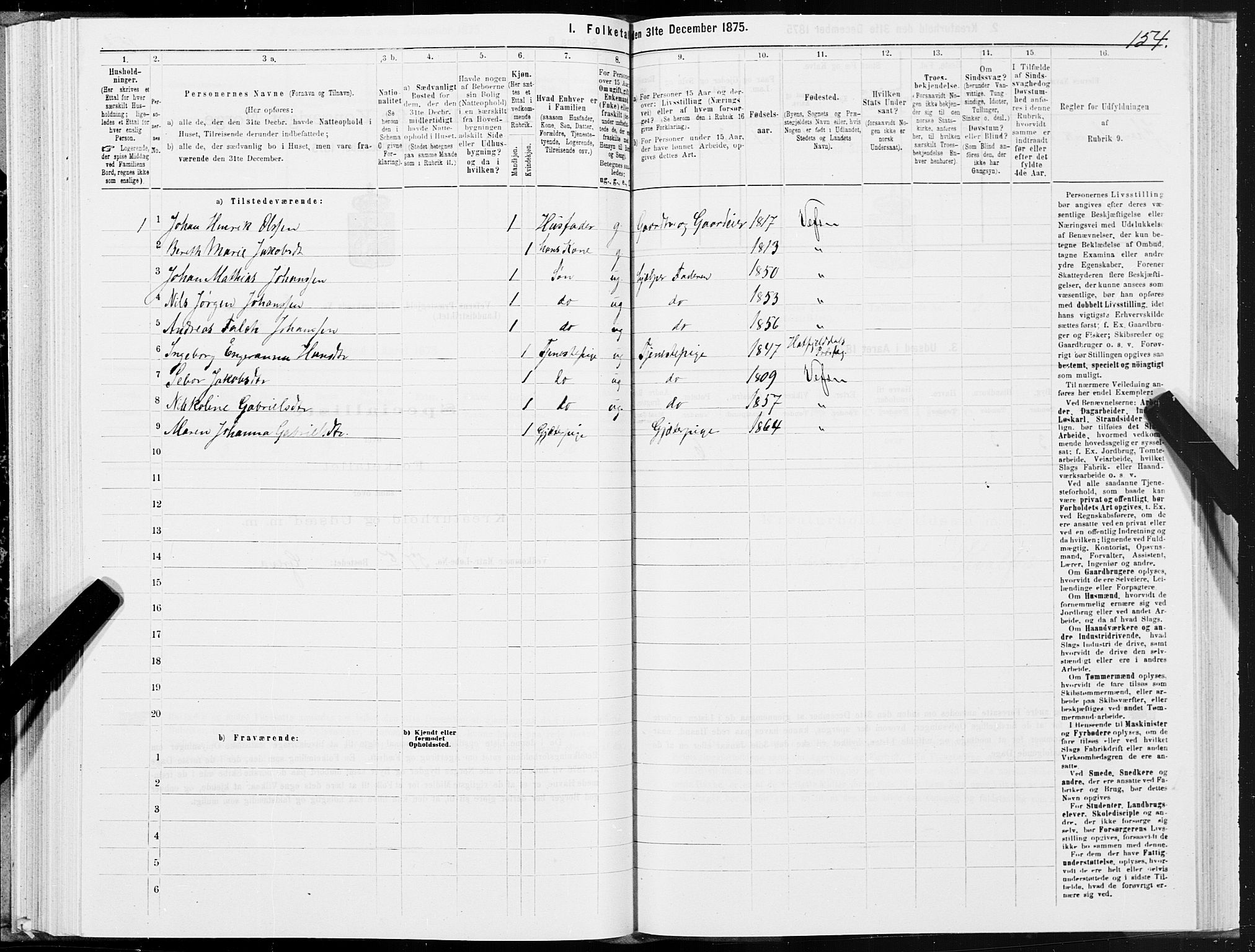 SAT, 1875 census for 1824L Vefsn/Vefsn, 1875, p. 1154