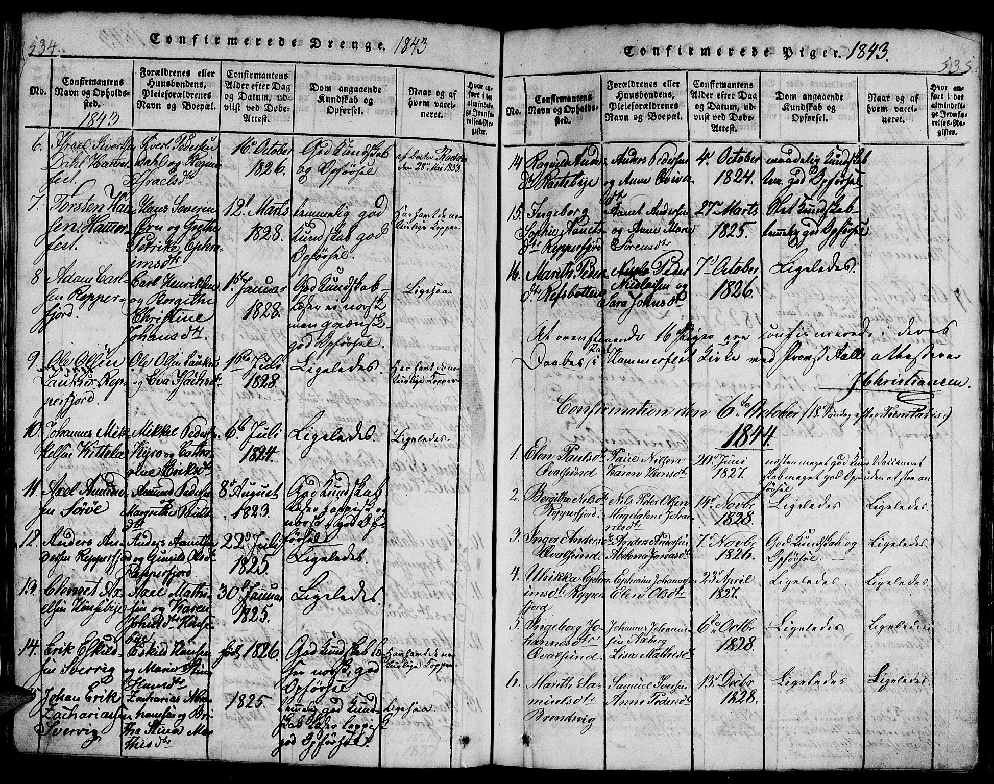 Hammerfest sokneprestkontor, SATØ/S-1347/H/Hb/L0001.klokk: Parish register (copy) no. 1, 1822-1850, p. 534-535