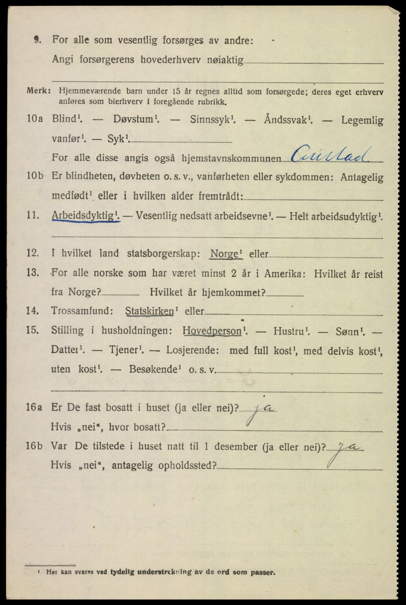 SAK, 1920 census for Austad, 1920, p. 1400