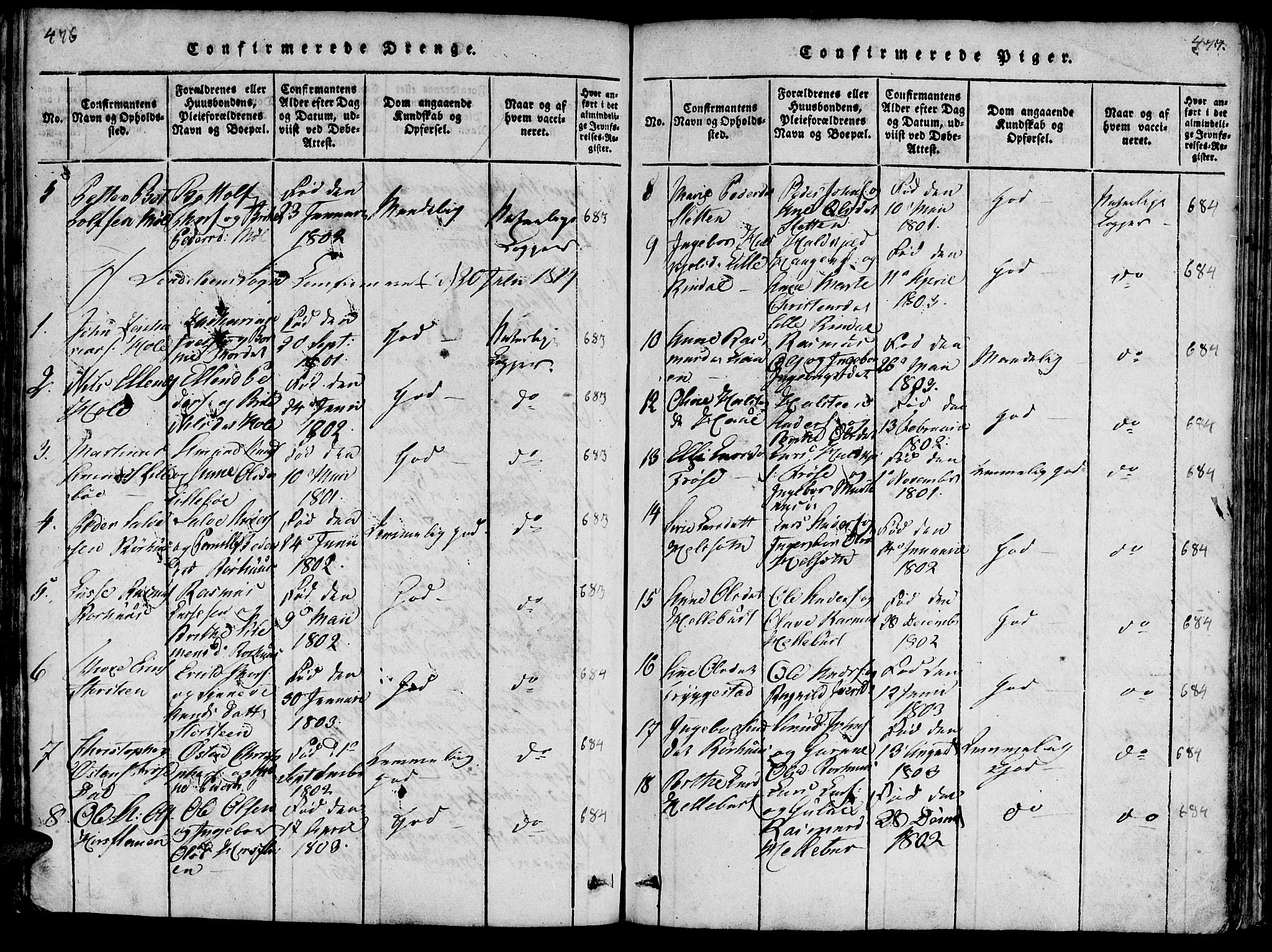 Ministerialprotokoller, klokkerbøker og fødselsregistre - Møre og Romsdal, AV/SAT-A-1454/519/L0260: Parish register (copy) no. 519C01, 1817-1829, p. 476-477